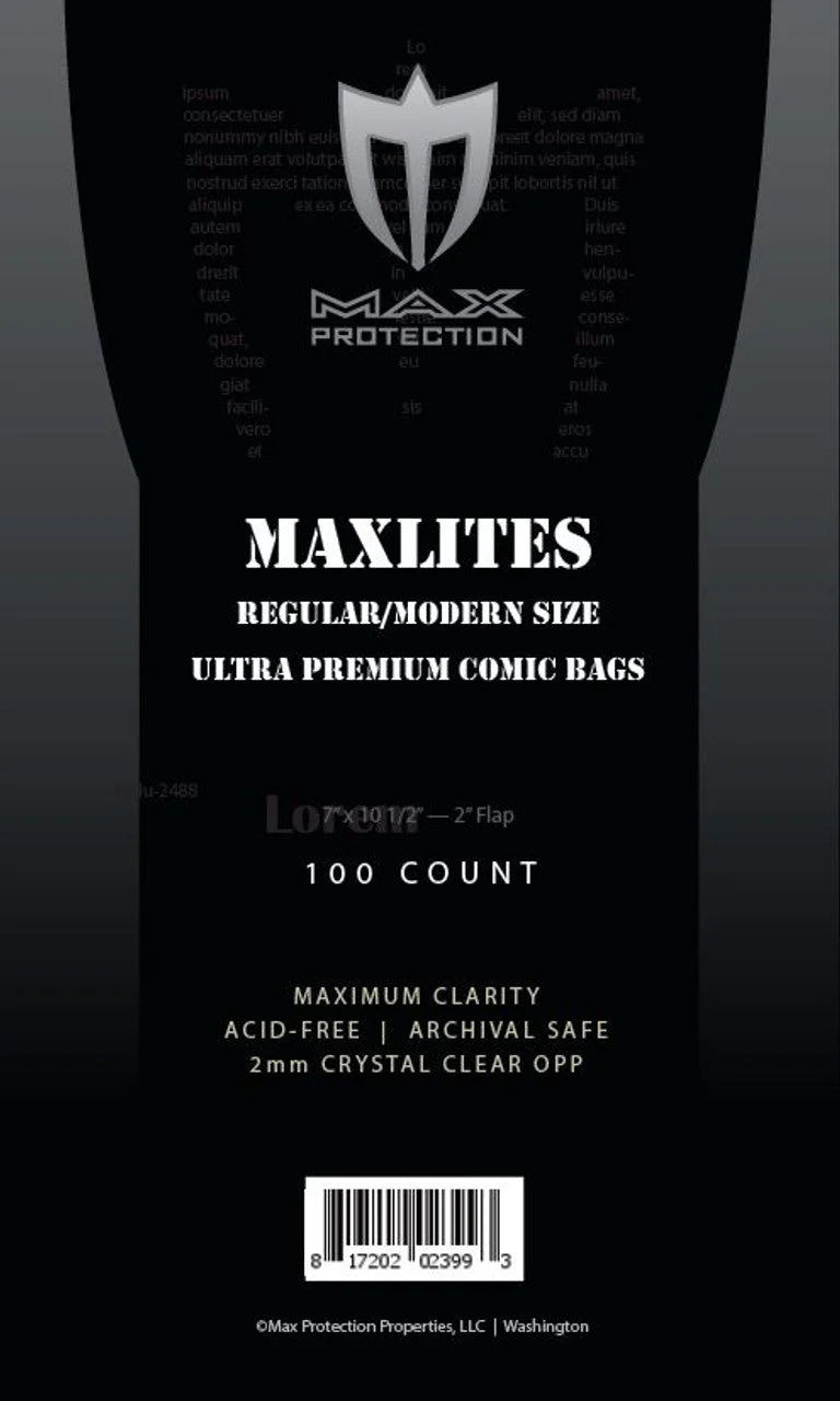 1000ct Case Maxlites 2 Regular / Modern Comic Bags - 7x10-1/2" - Image 2