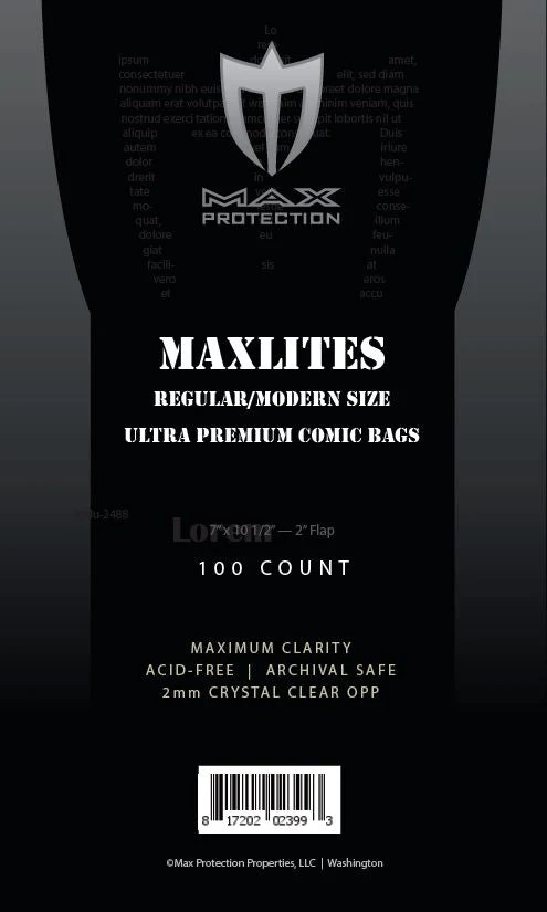 100ct Pack Maxlites 2 Current / Modern Comic Bags - 6-7/8x10-1/2"