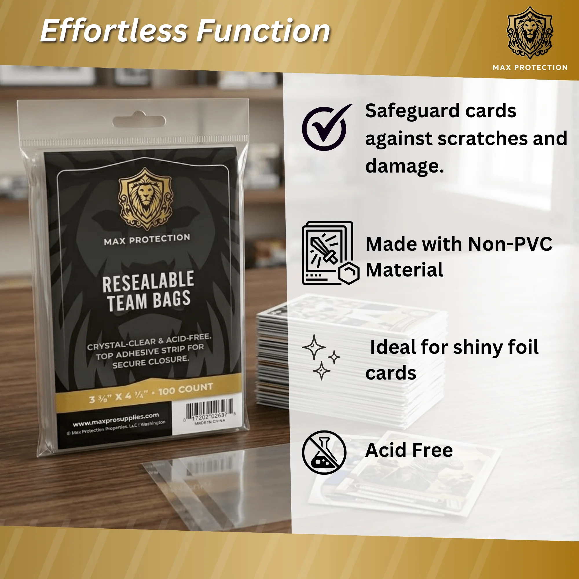 100ct Pack Resealable Team Bags / Sleeves - Max Protection - Image 4