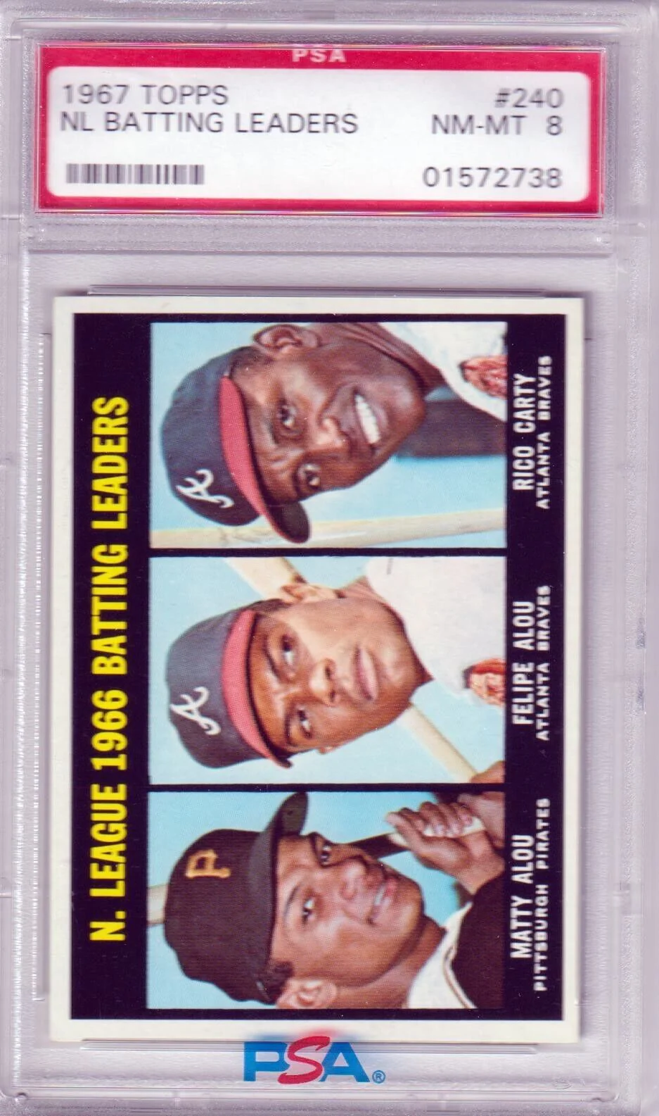 1967 Topps Batting Leaders Matty Alou Felipe Rico Carty #240 PSA 8 NM-MT