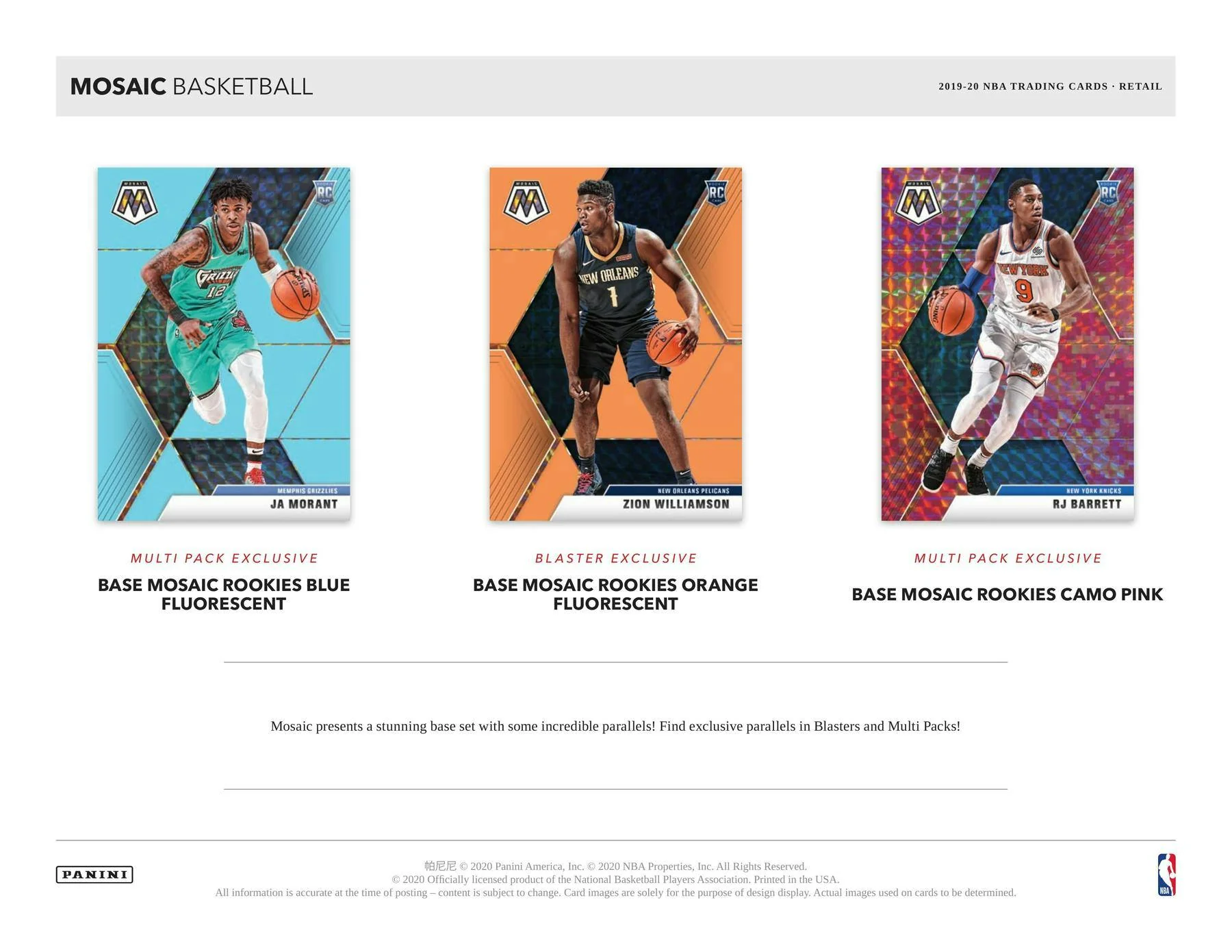 2019-20 Panini Mosaic Basketball 8-Pack Blaster Box - Image 5