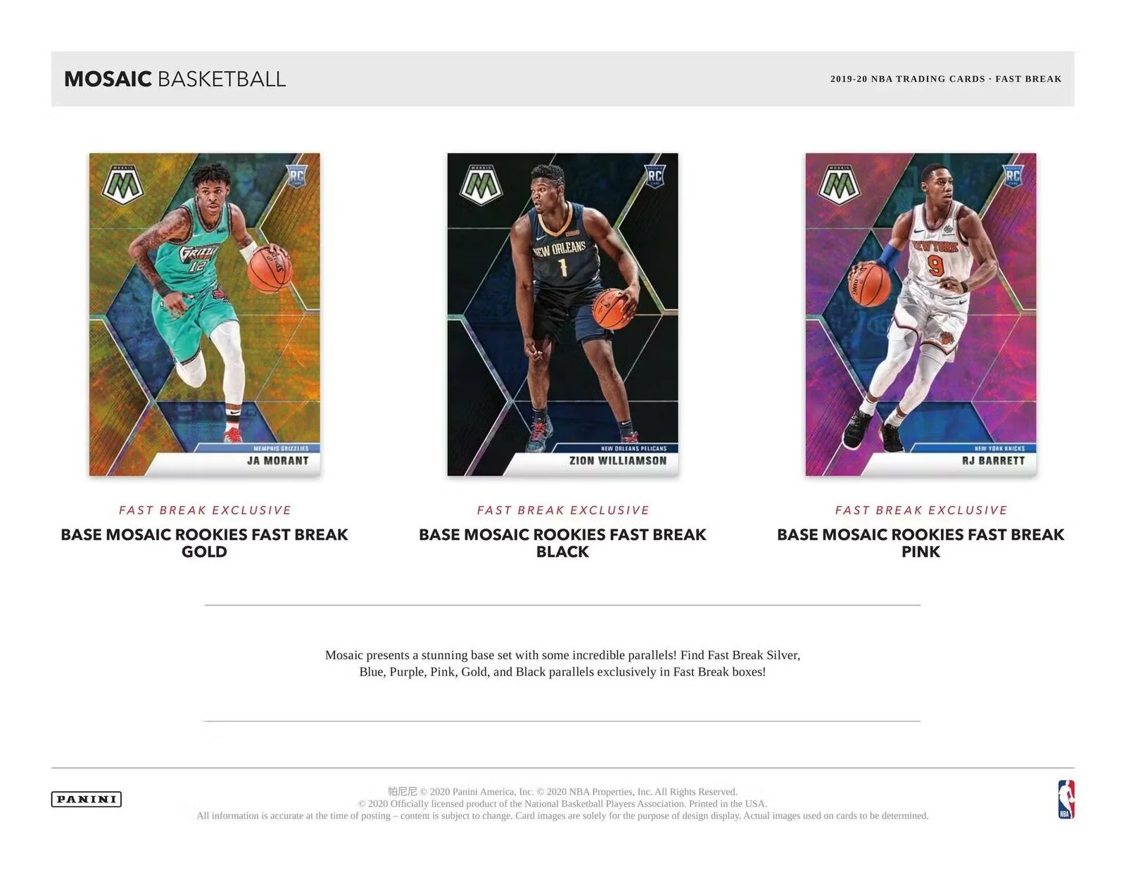 2019-20 Panini Mosaic Basketball Fast Break Box - Image 4