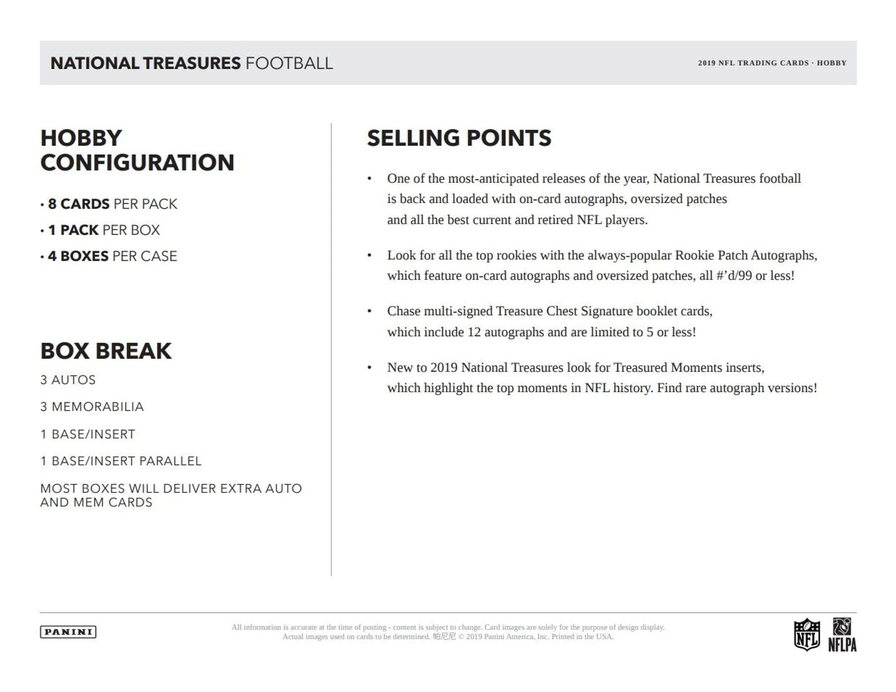 2019 Panini National Treasures Football Hobby Box - Image 7
