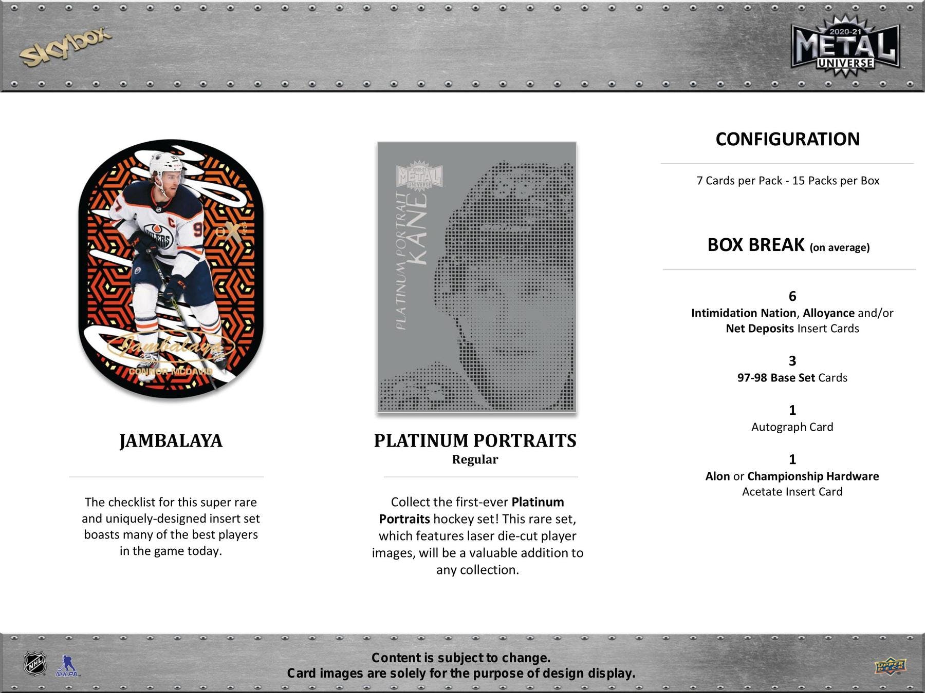 2020-21 Upper Deck Skybox Metal Universe Hockey Hobby Box - Image 7