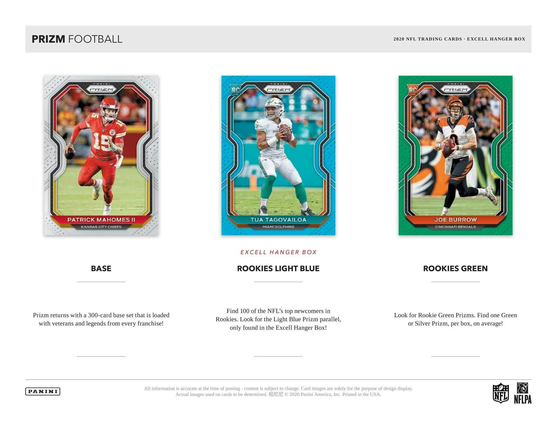 2020 Panini Prizm Football Hanger 10-Card Box (Light Blue Prizms) - Image 4