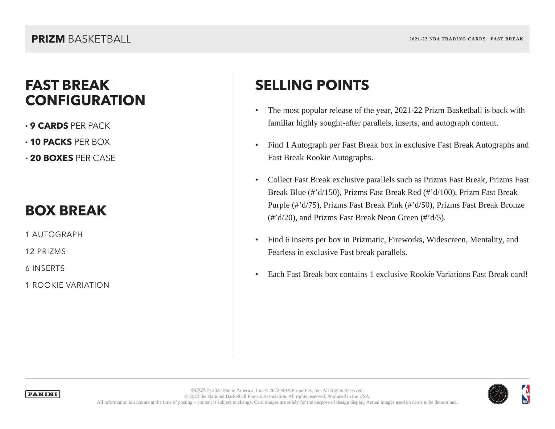 2021-22 Panini Prizm Basketball Fast Break Box - Image 7