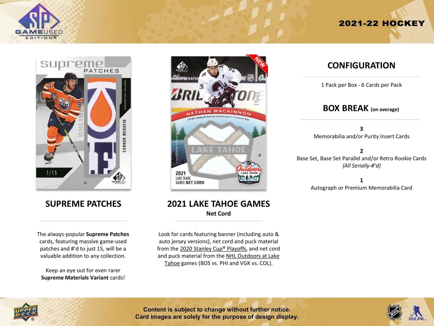 2021-22 Upper Deck SP Game Used Hockey Hobby Box - Image 7