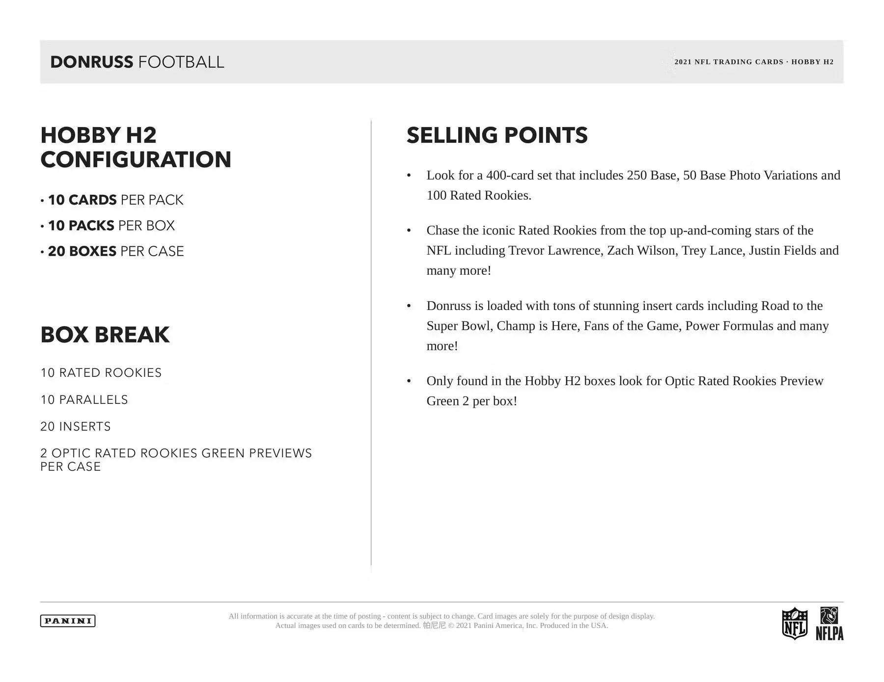 2021 Panini Donruss Football H2 Hobby Hybrid Box - Image 7