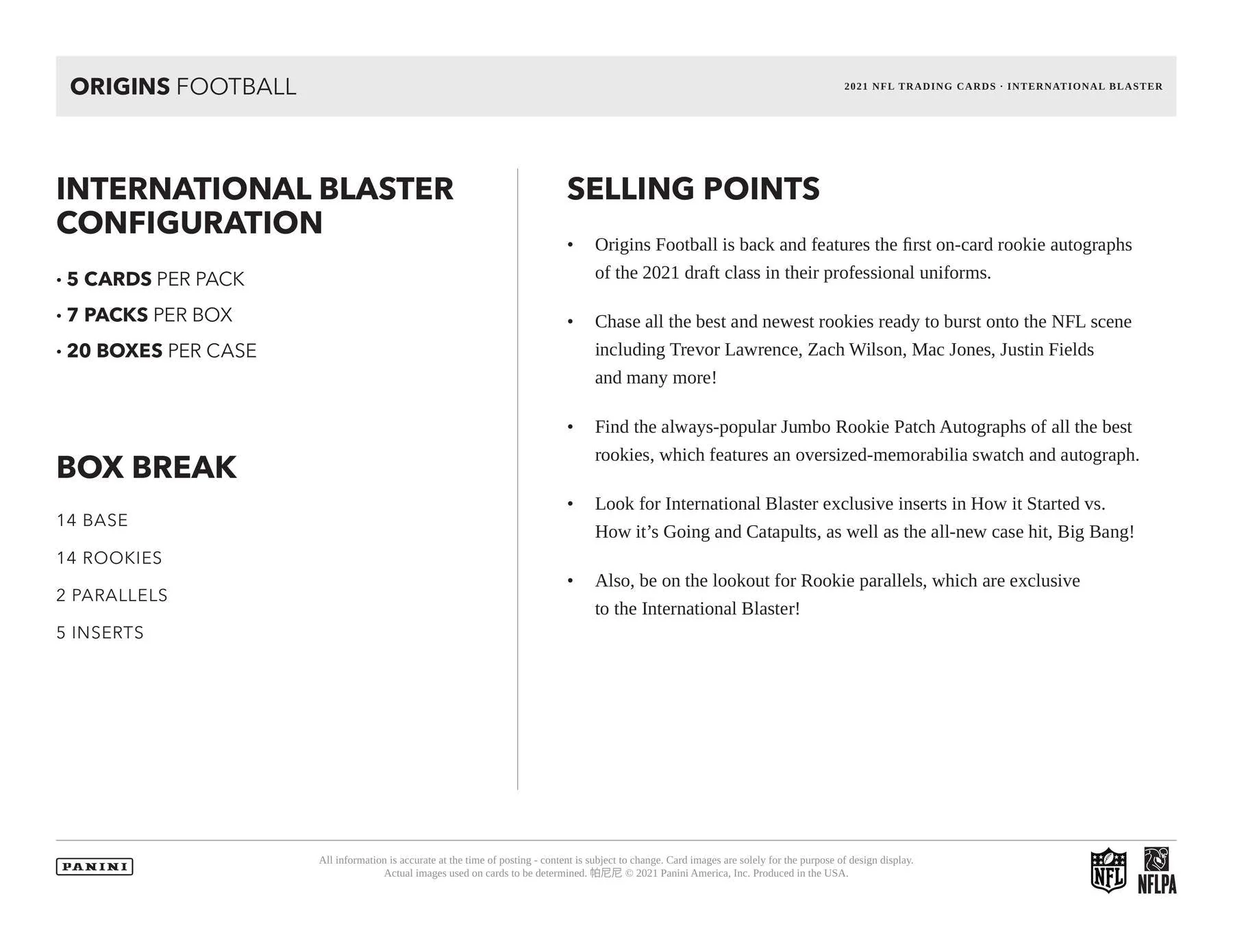 2021 Panini Origins Football International Blaster Box - Image 7
