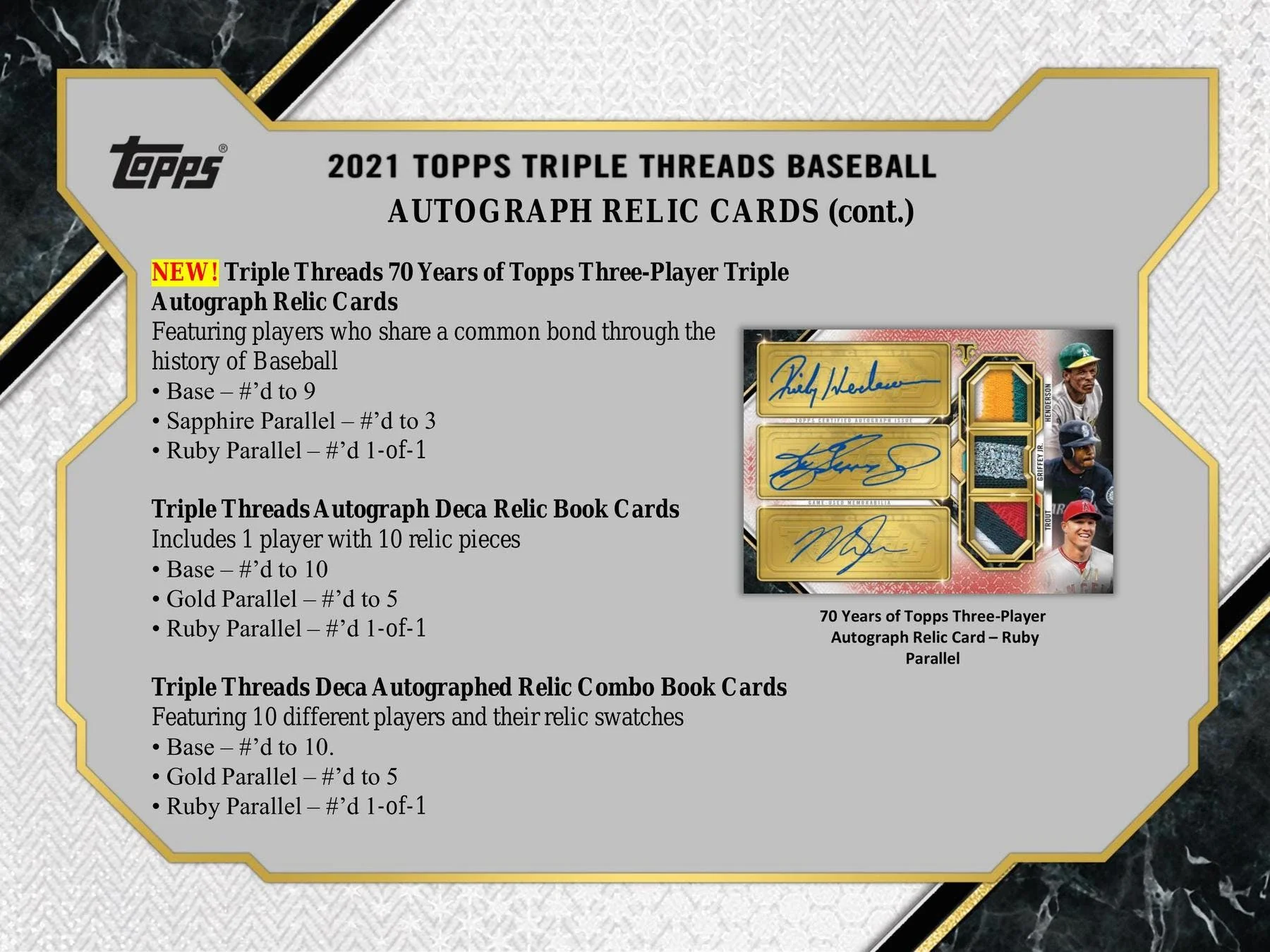 2021 Topps Triple Threads Baseball Hobby Box - Image 7
