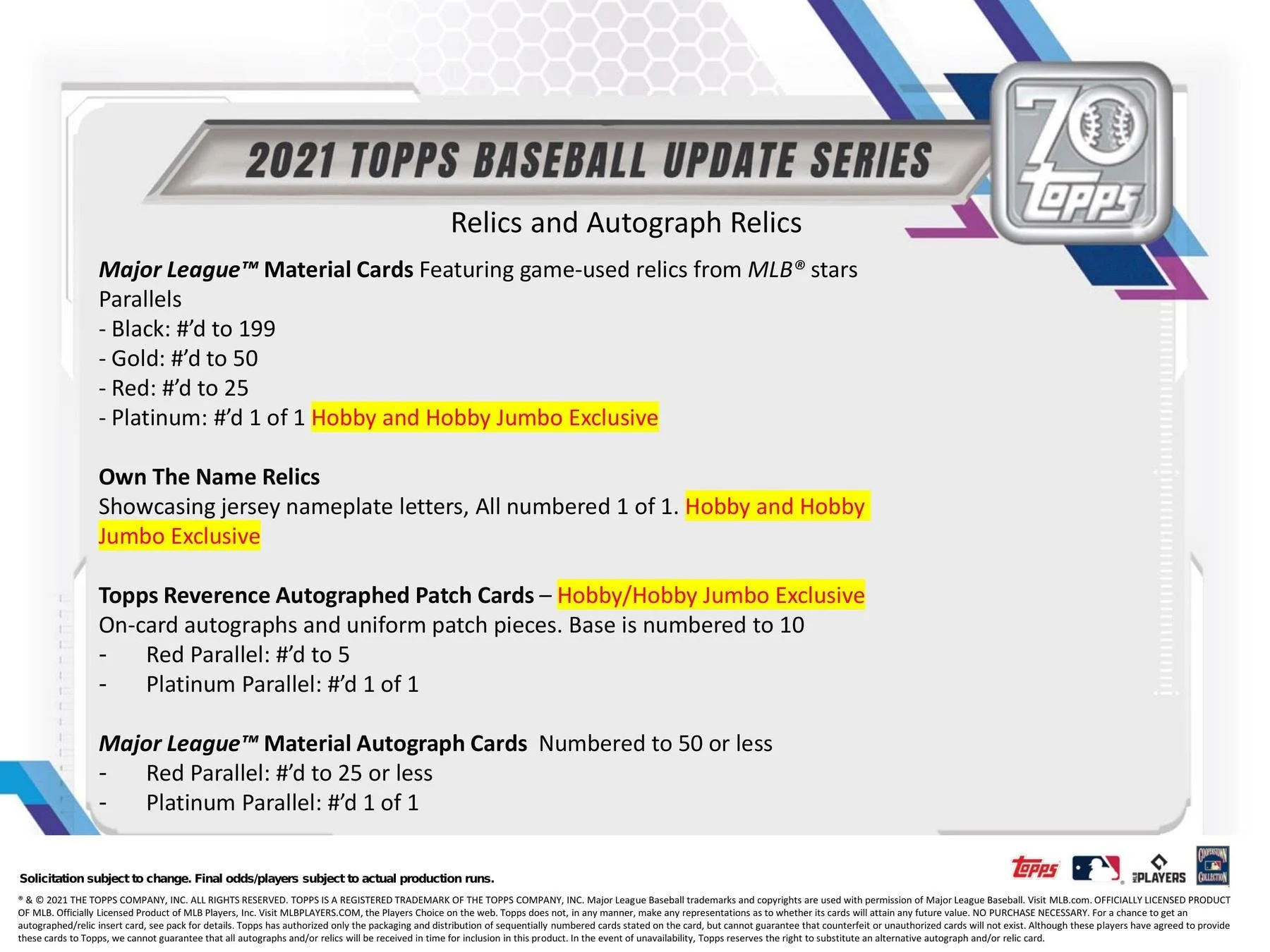 2021 Topps Update Series Baseball Hobby Box - Image 9