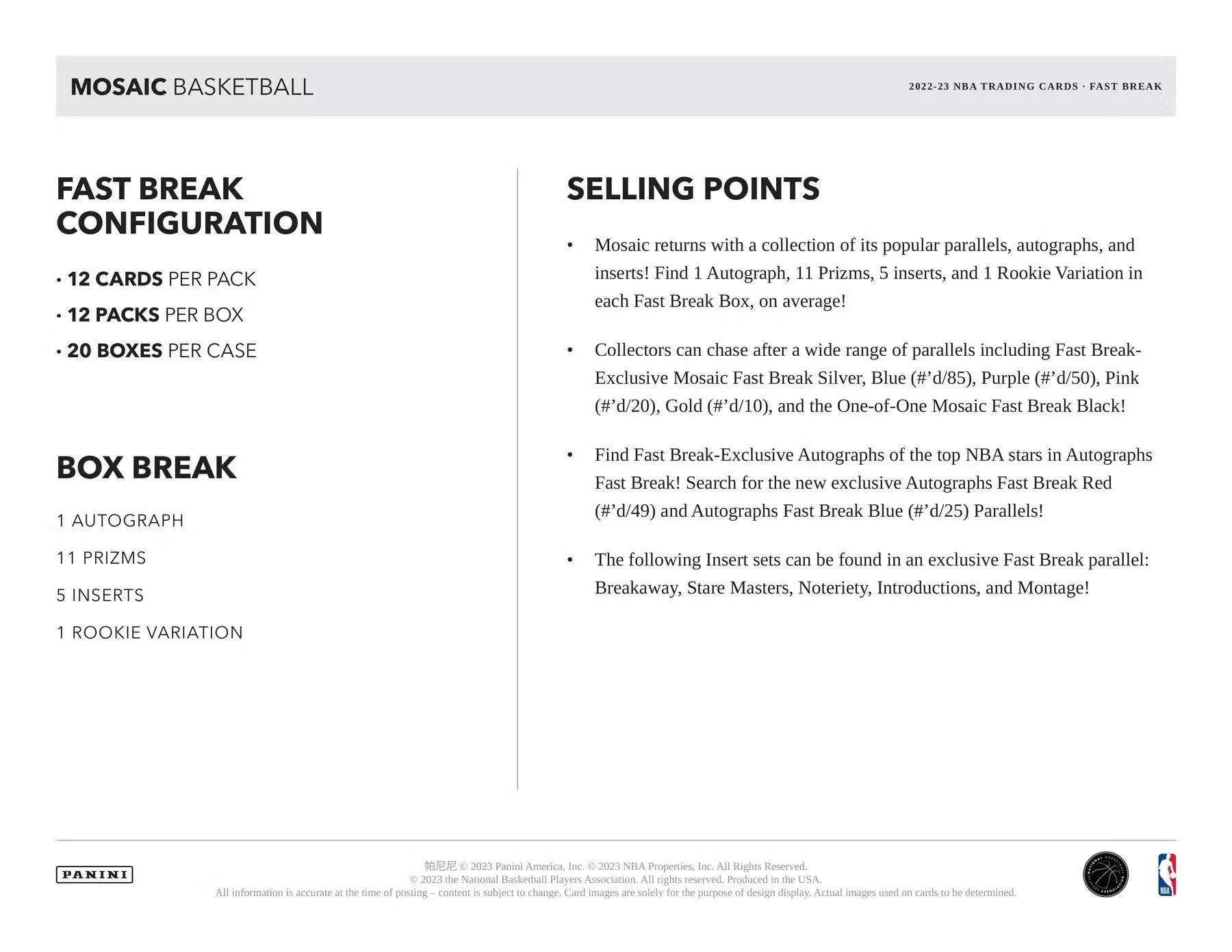 2022-23 Panini Mosaic Basketball Fast Break Box - Image 7
