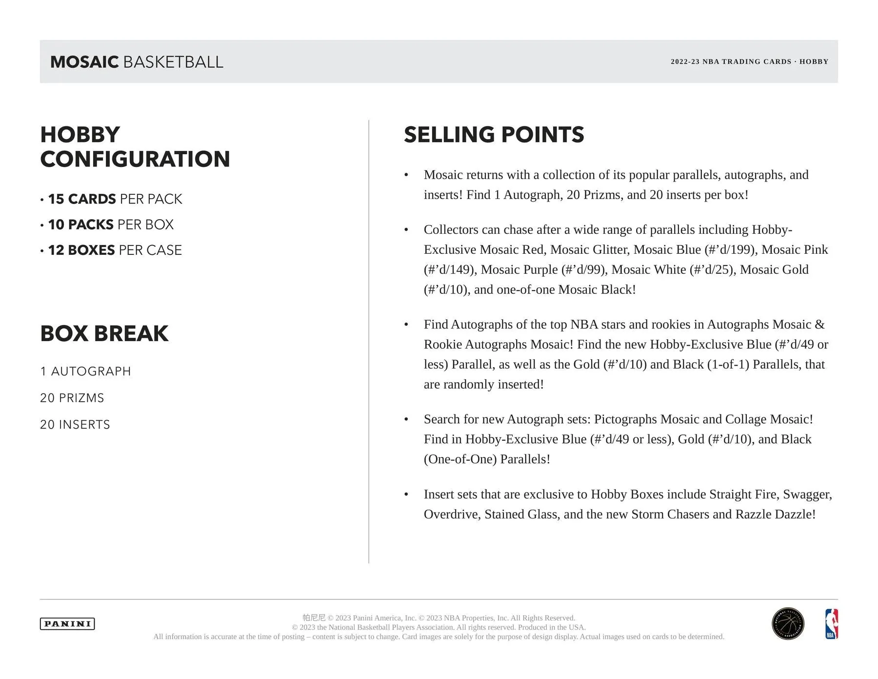 2022-23 Panini Mosaic Basketball Hobby Box - Image 7