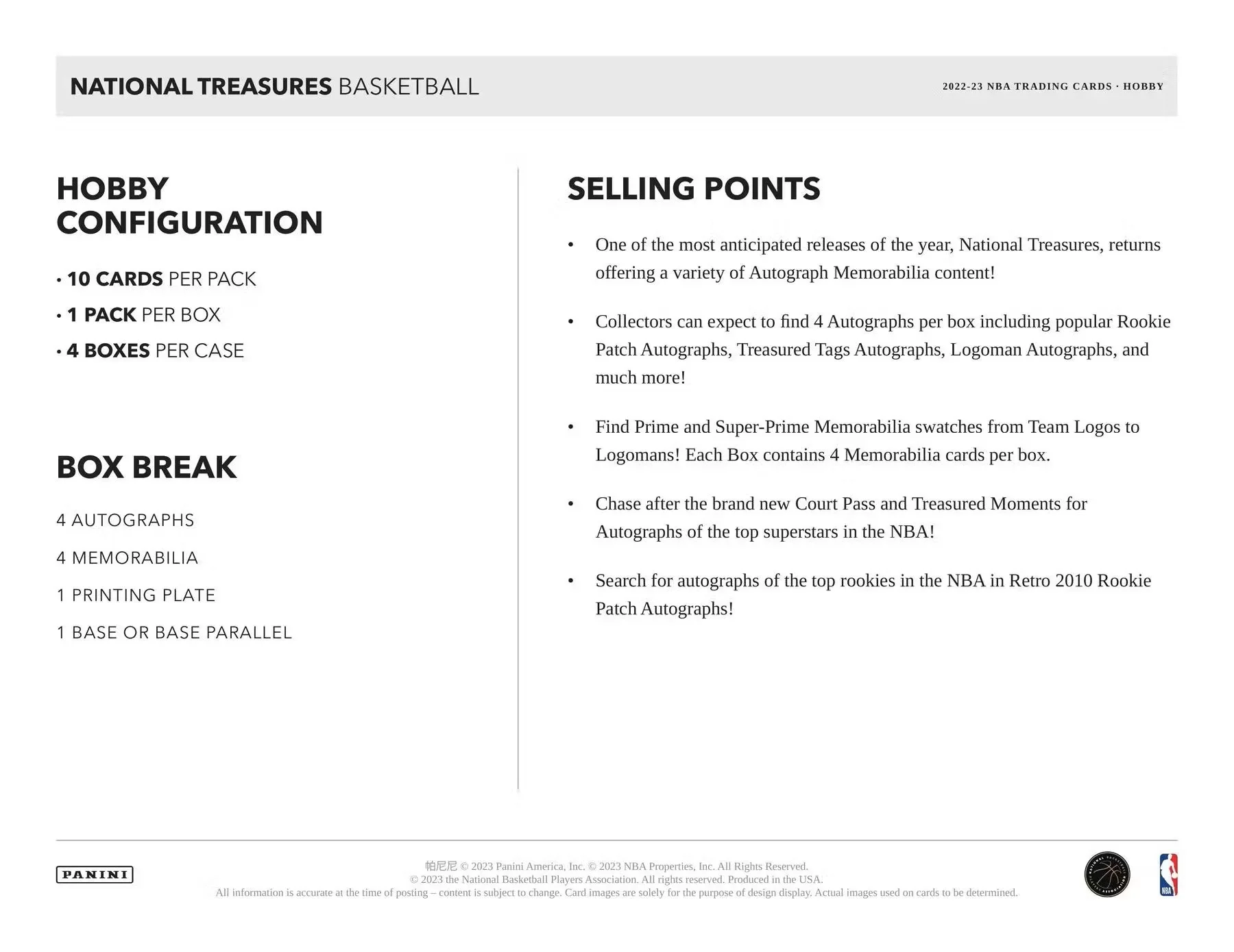 2022/23 Panini National Treasures Basketball Hobby Box - Image 7