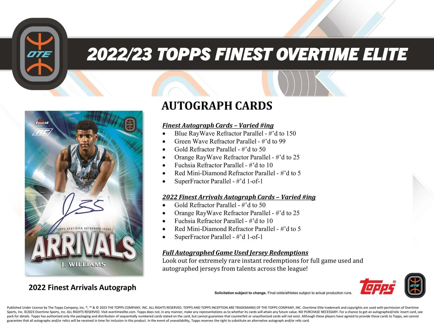2022-23 Topps Finest Elite Overtime Edition Basketball - Image 8