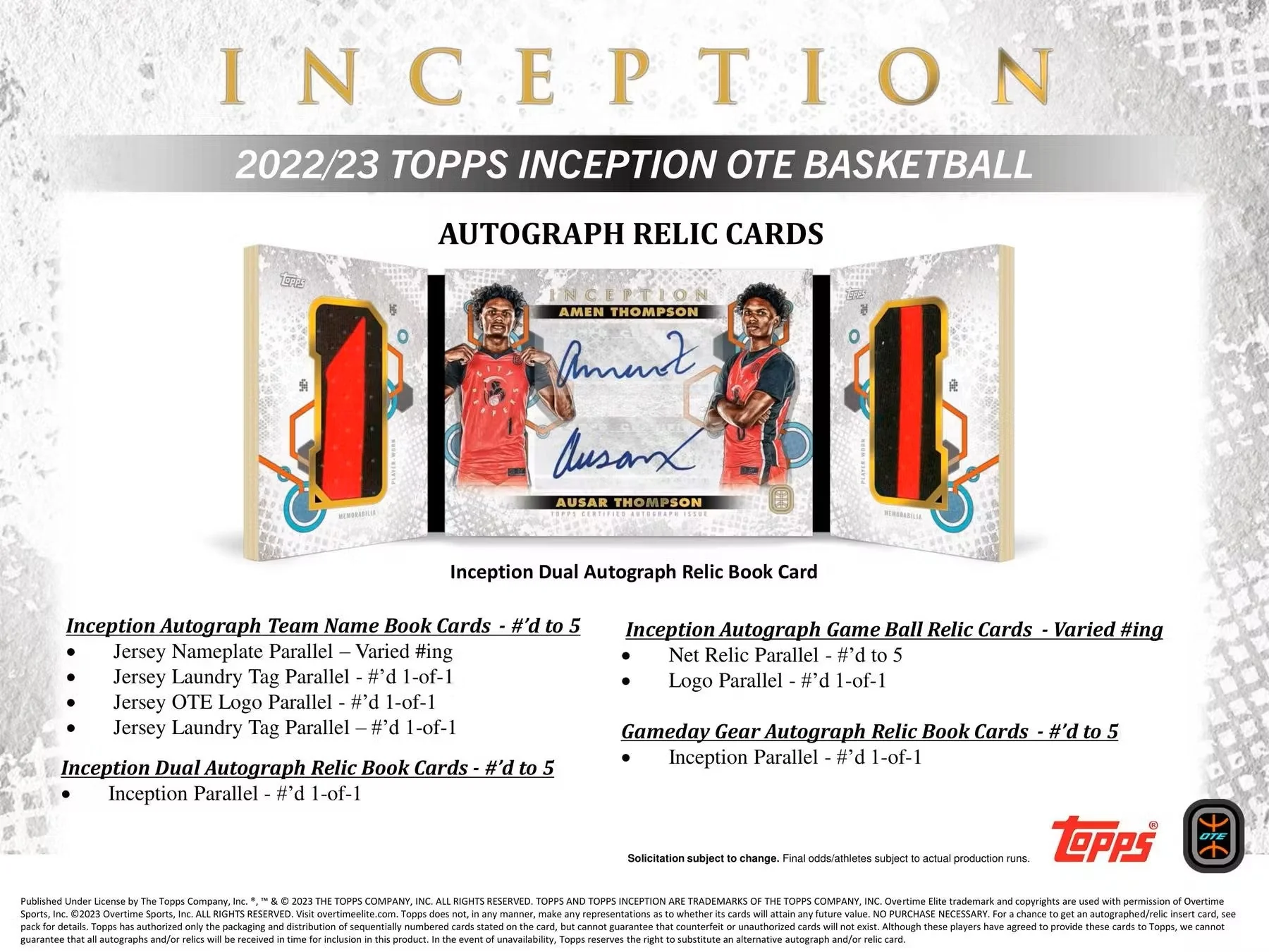 2022-23 Topps Inception Overtime Elite Basketball Hobby Box - Image 6