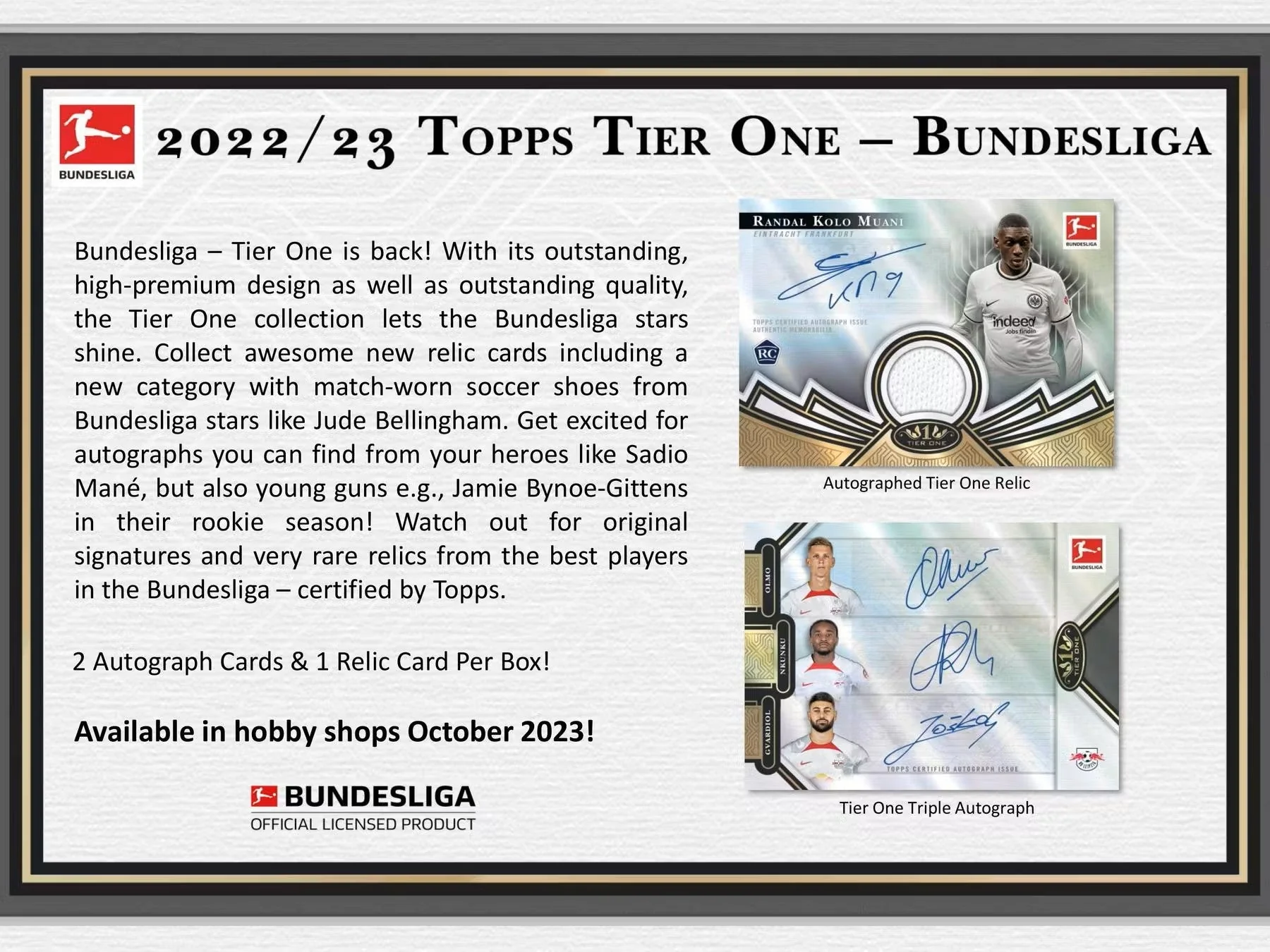 2022/23 Topps Tier One Bundesliga Soccer Hobby Box - Image 3