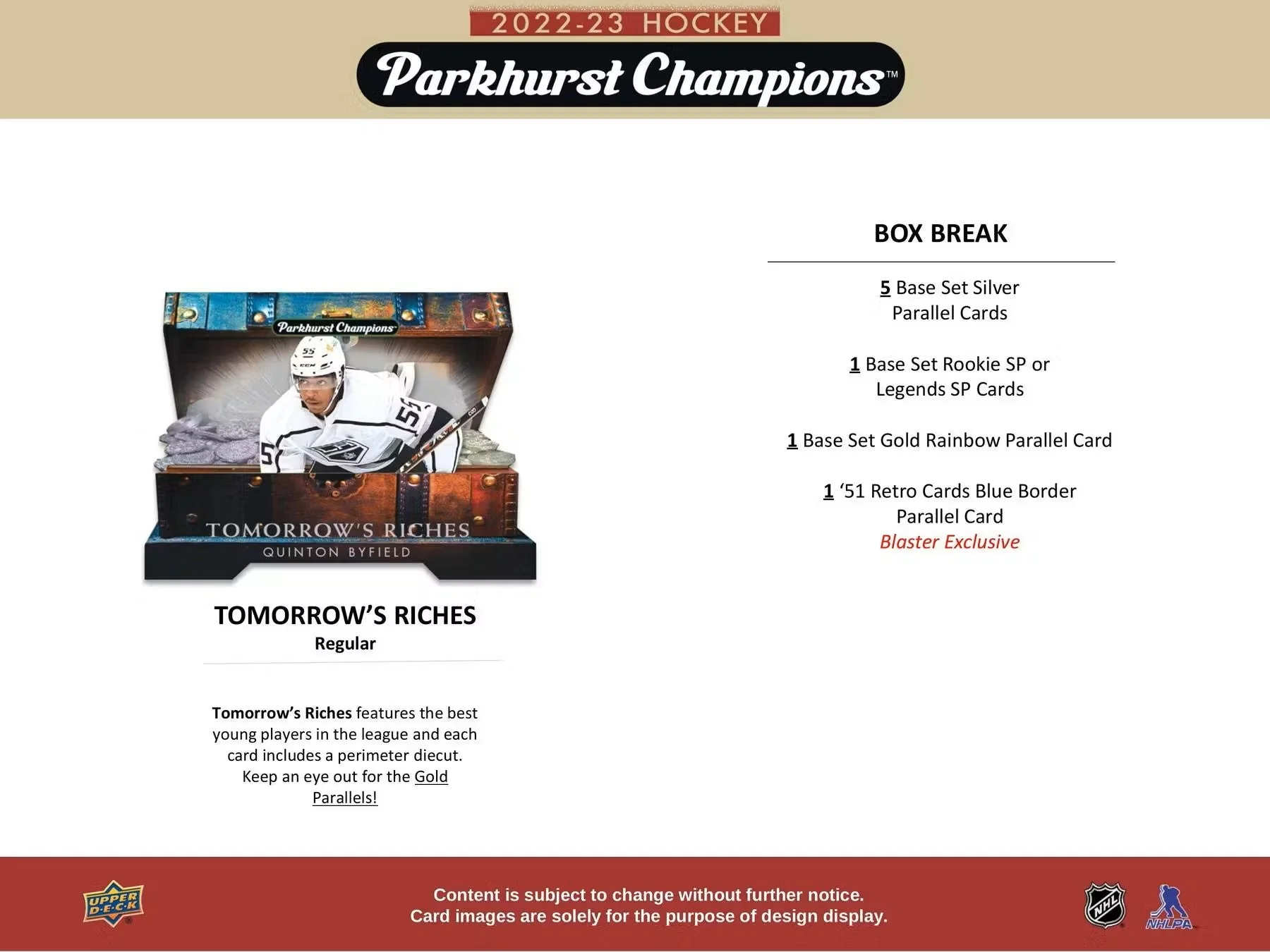 2022/23 Upper Deck Parkhurst Champions Hockey 5-Pack Blaster Box - Image 6