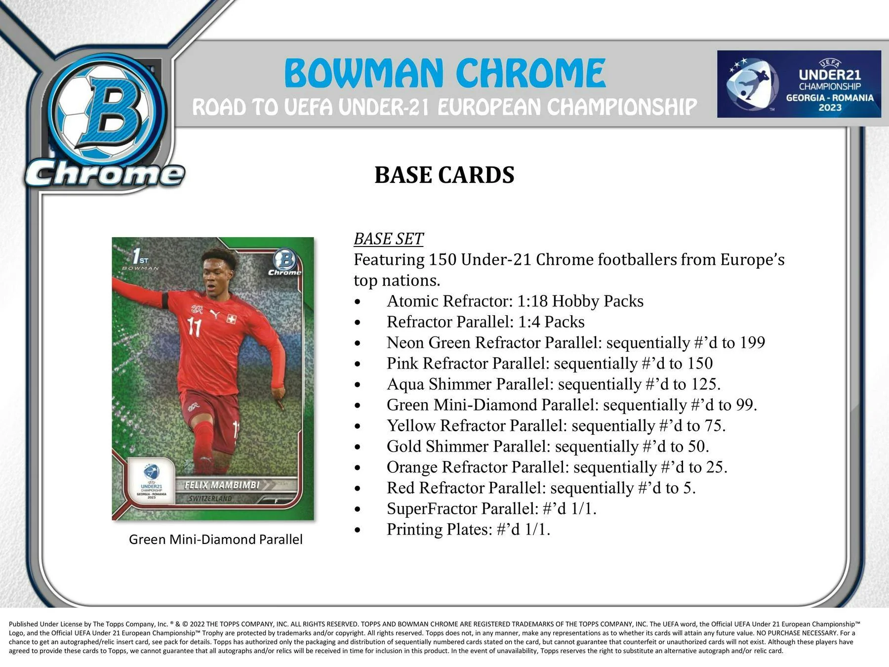 2022 Bowman Chrome Road to UEFA Under-21 European Championship Soccer Hobby Box - Image 4