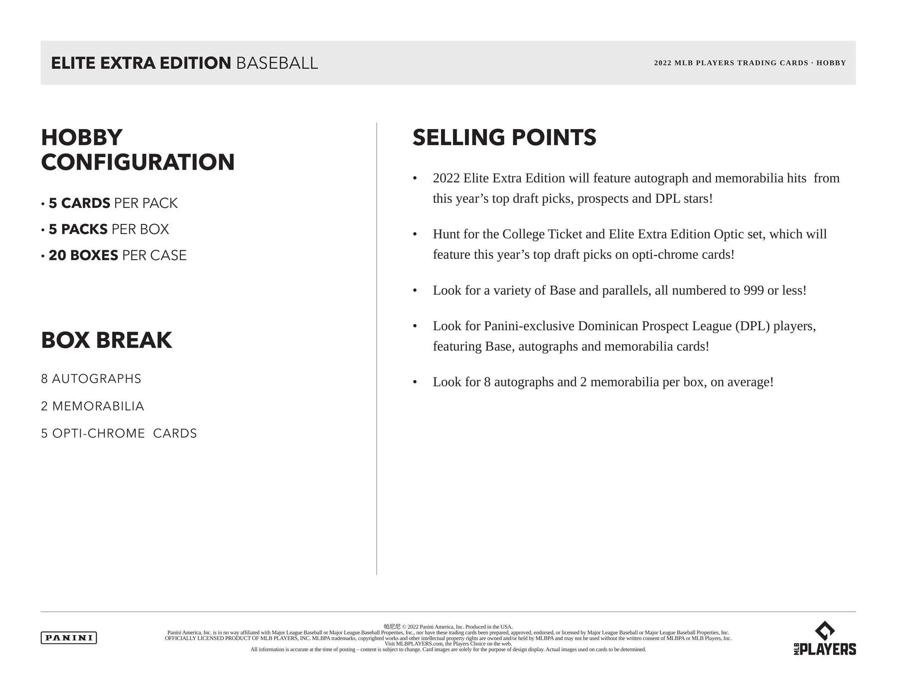 2022 Panini Elite Extra Edition Baseball Box - Image 7