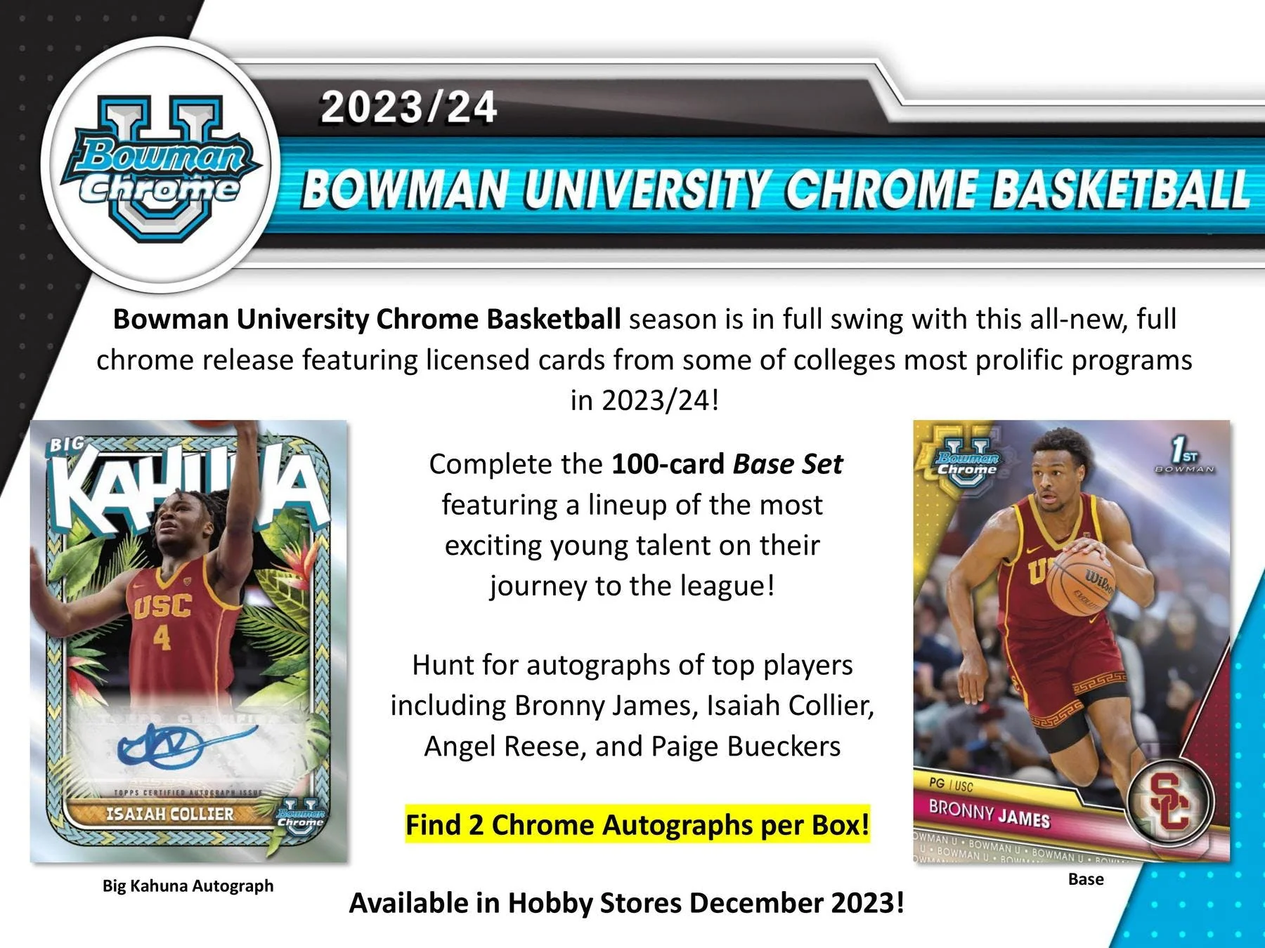 2023/24 Bowman University Chrome Basketball Hobby Box - Image 3