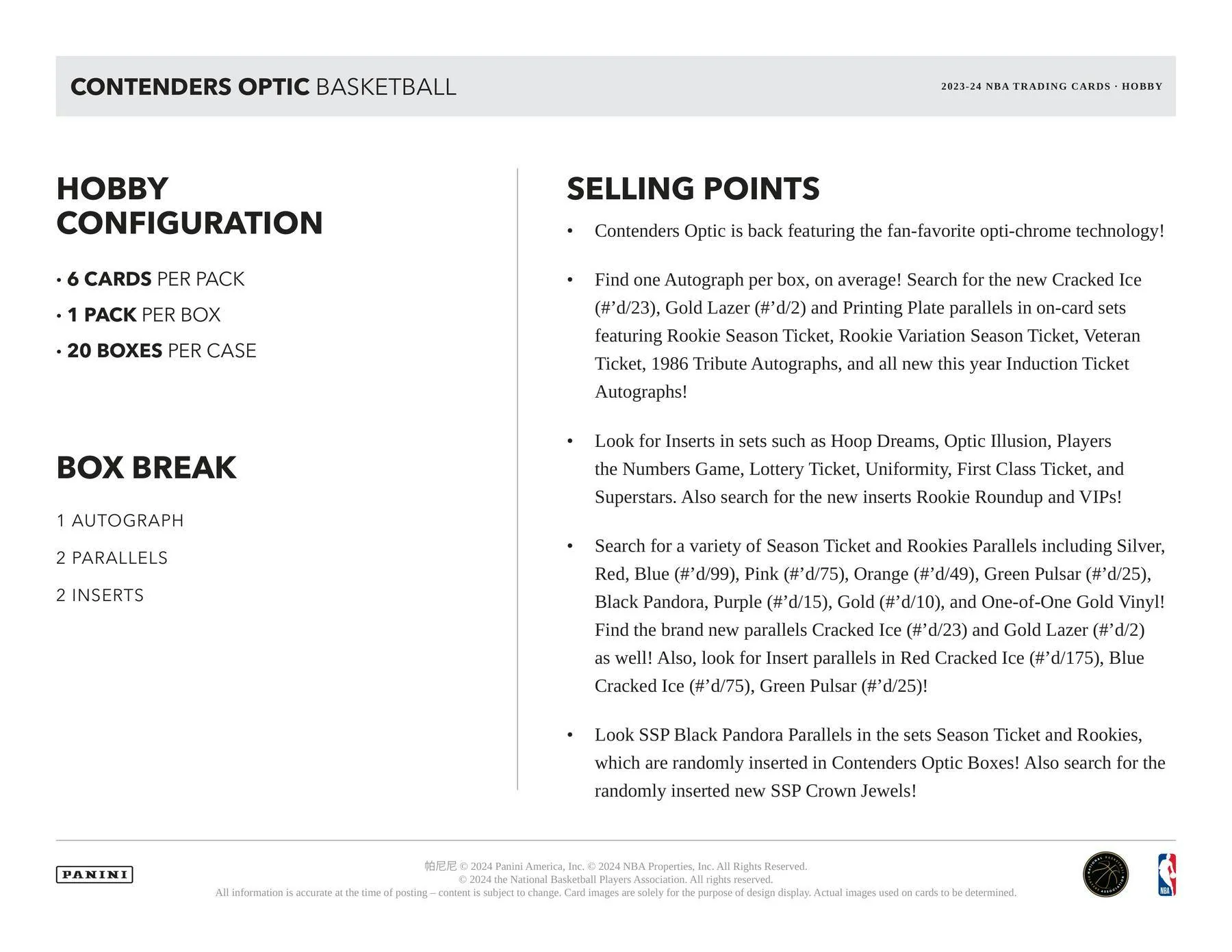 2023-24 Panini Contenders Optic Basketball Hobby Box - Image 7