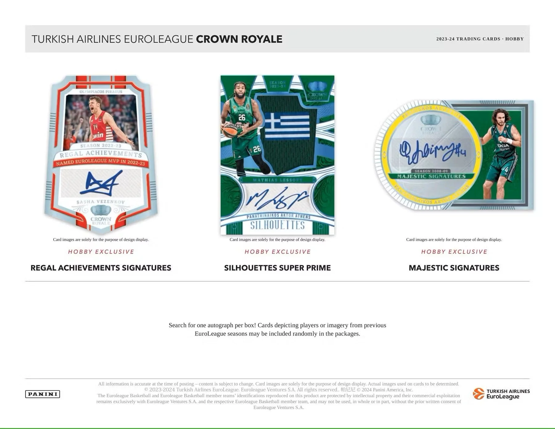 2023/24 Panini Crown Royale Turkish Airlines EuroLeague Basketball Hobby - Image 5