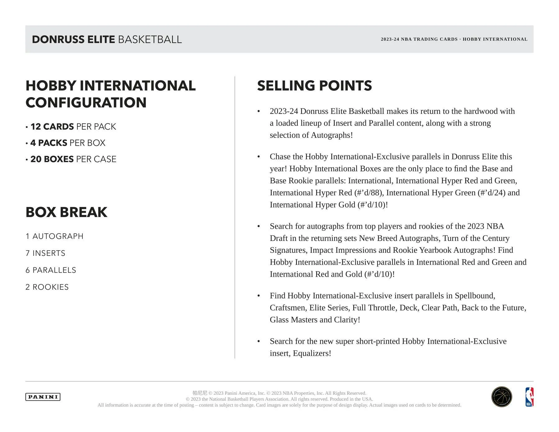 2023-24 Panini Donruss Elite Basketball International Hobby Box - Image 7