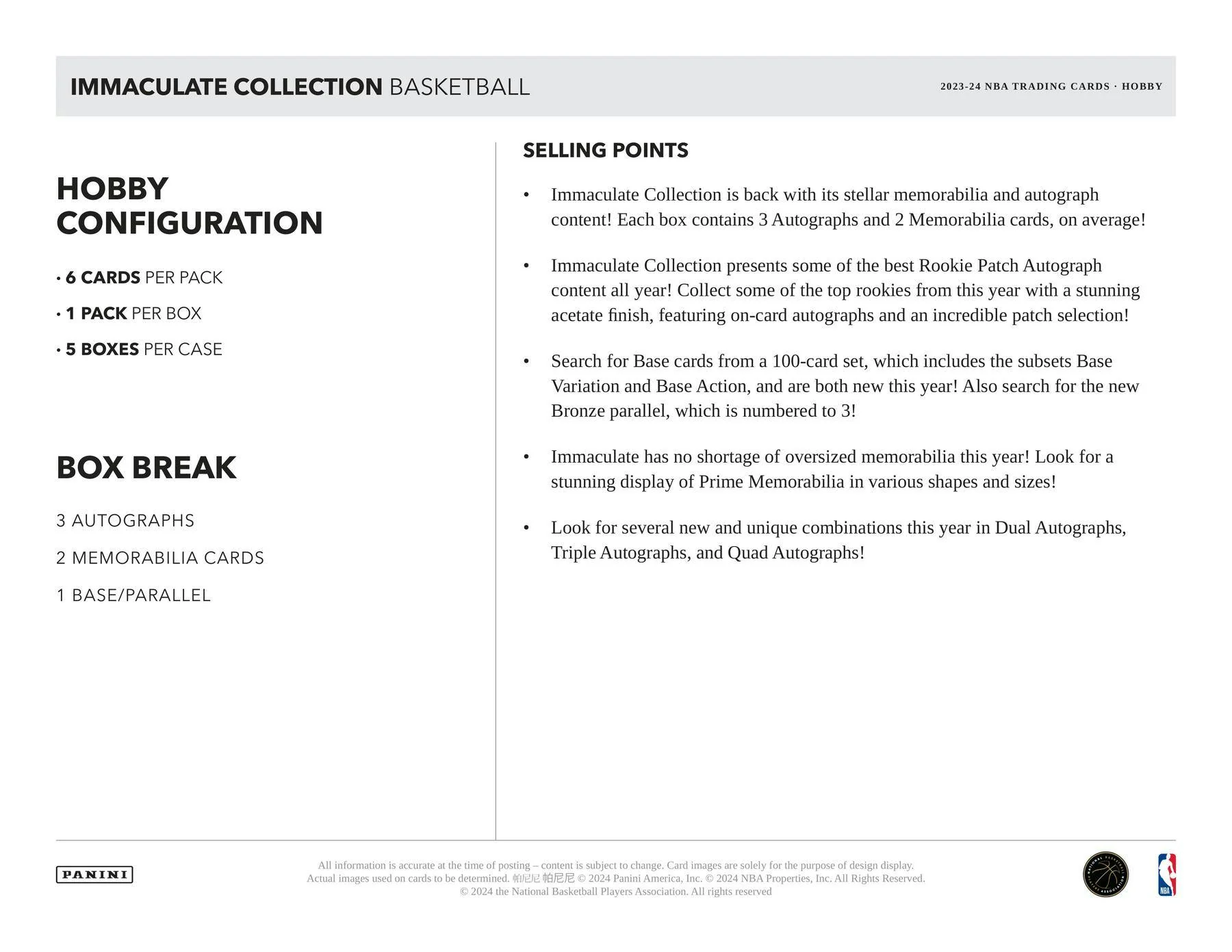 2023-24 Panini Immaculate Basketball Hobby Box - Image 8