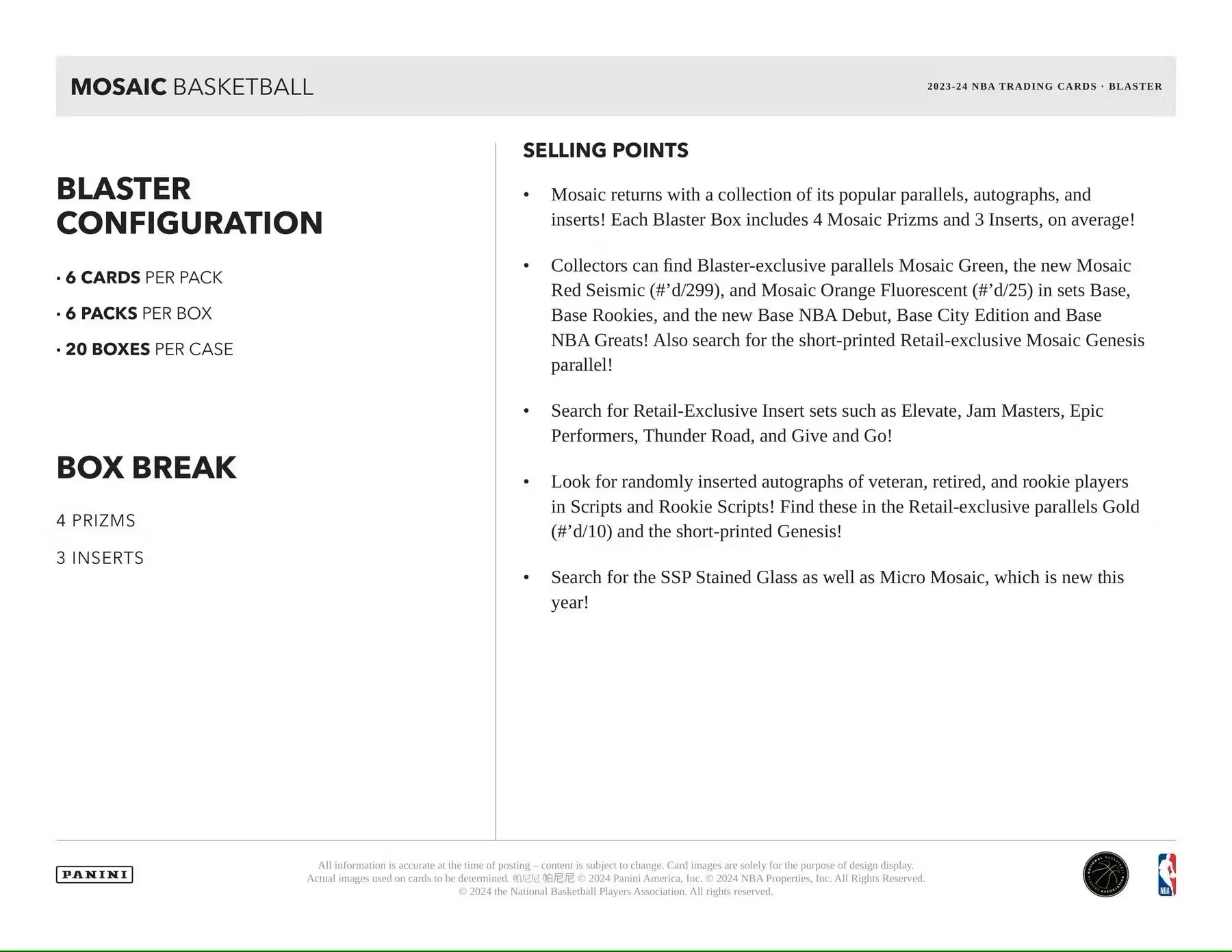 2023/24 Panini Mosaic Basketball 6-Pack Blaster Box - Image 7