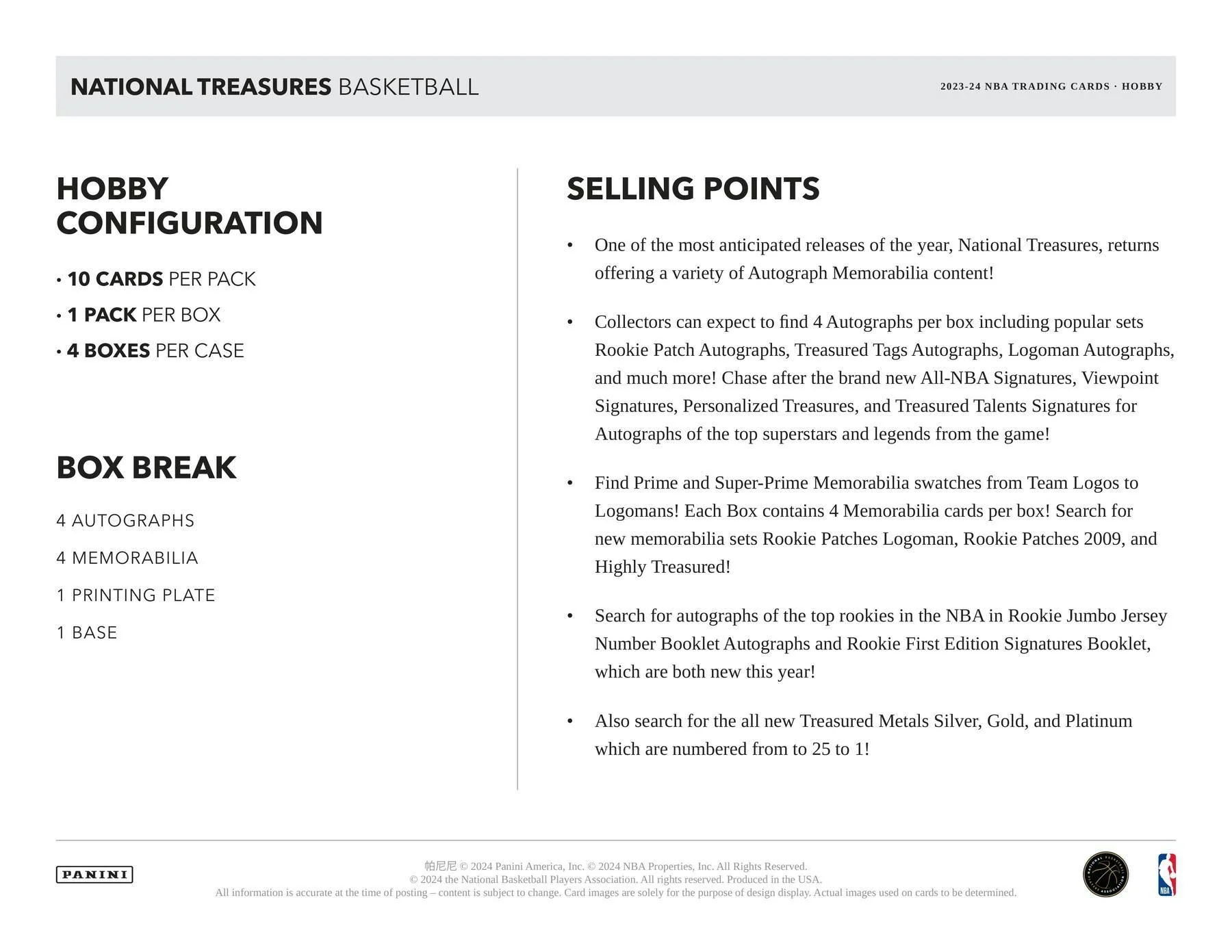 2023-24 Panini National Treasures NBA Basketball Hobby Box - Image 8