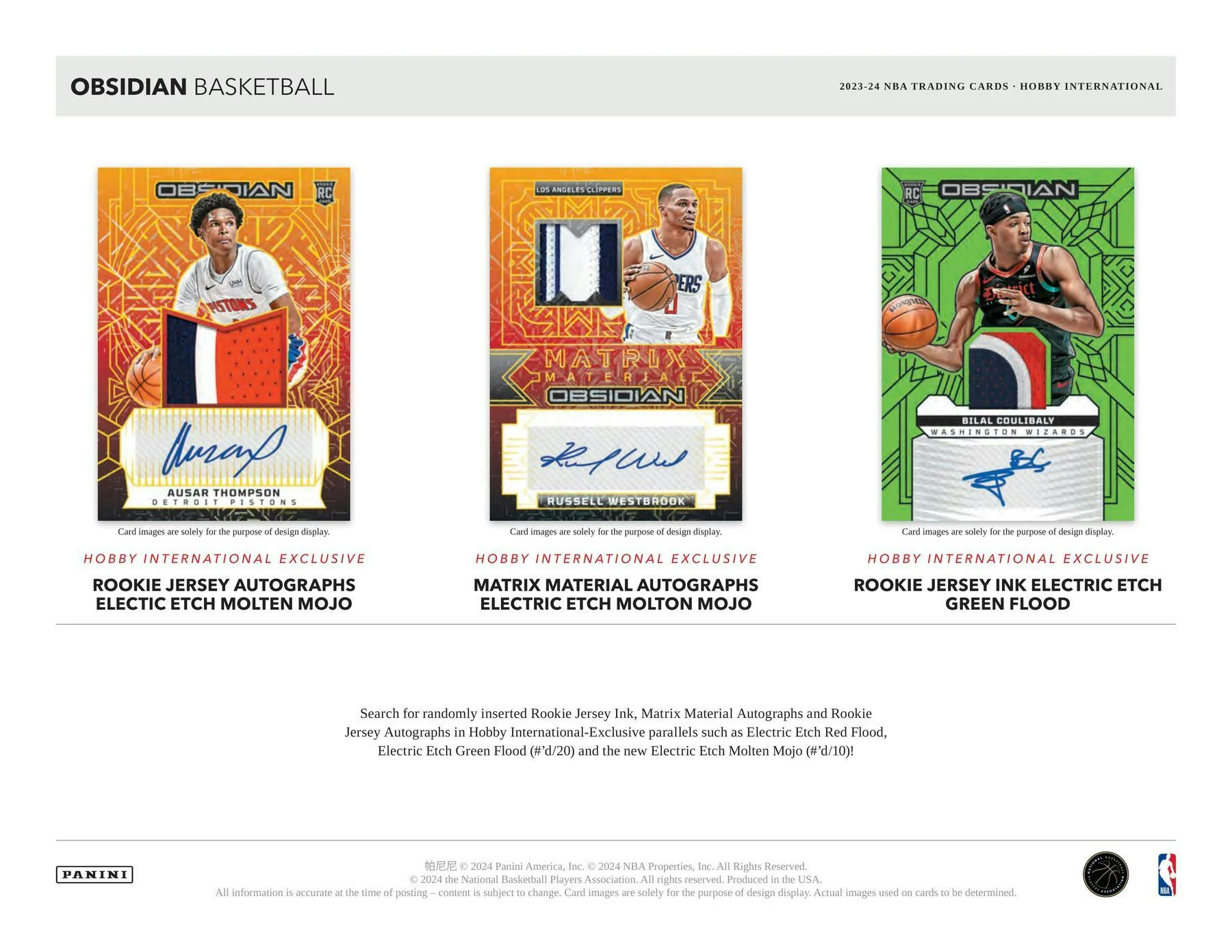 2023-24 Panini Obsidian Basketball International Hobby Box - Image 4