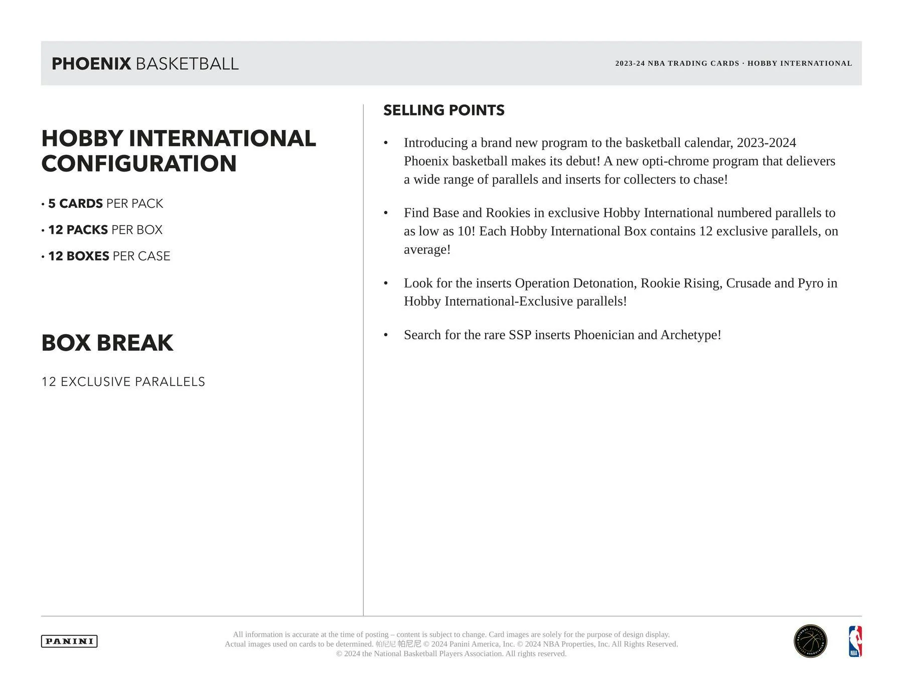 2023-24 Panini Phoenix Basketball International Hobby Box - Image 7