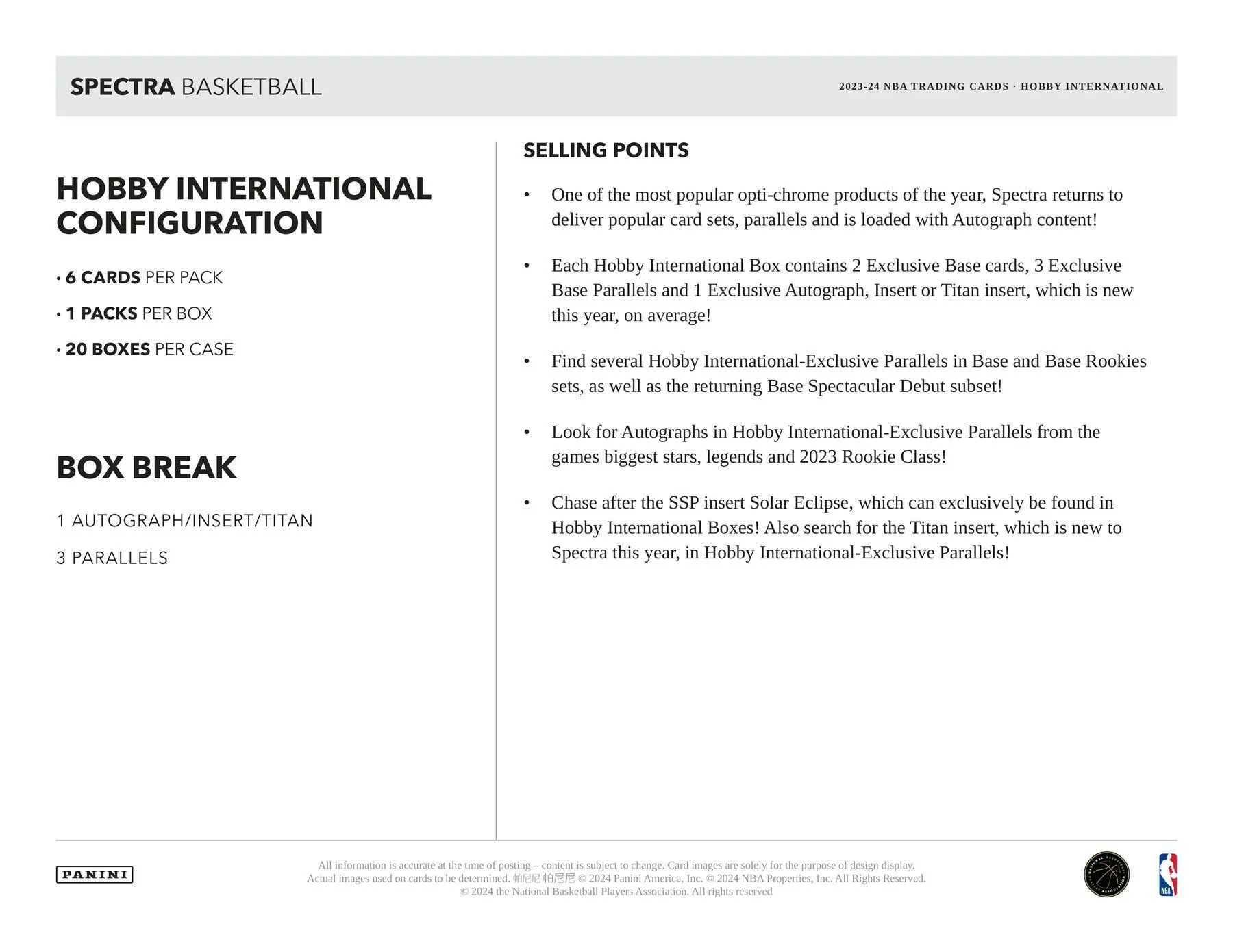 2023-24 Panini Spectra Basketball International Hobby Box - Image 6