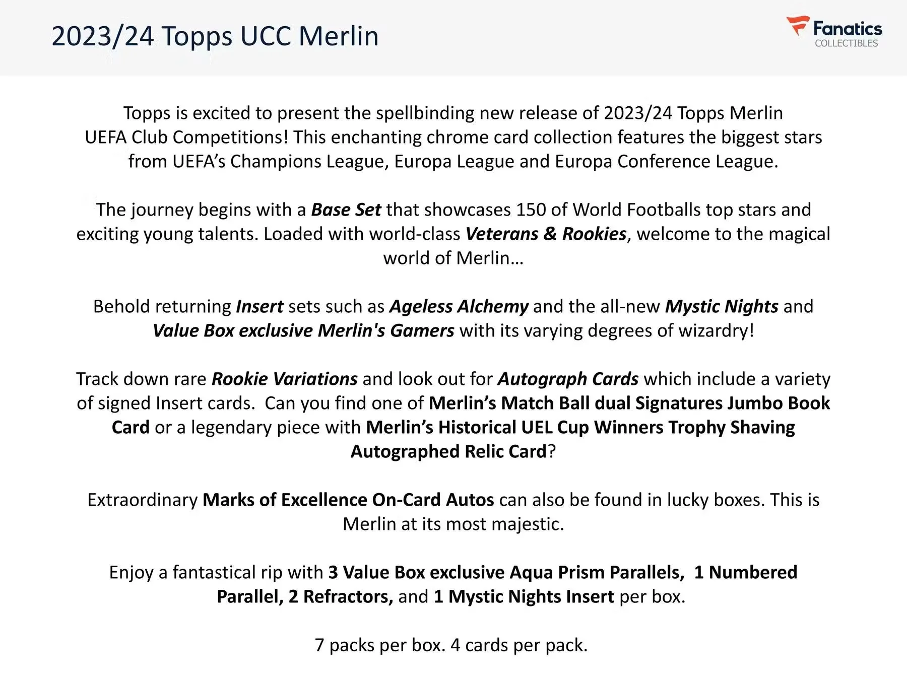 2023-24 Topps Chrome Merlin UEFA Club Competitions Soccer 7-Pack Blaster Box - Image 3