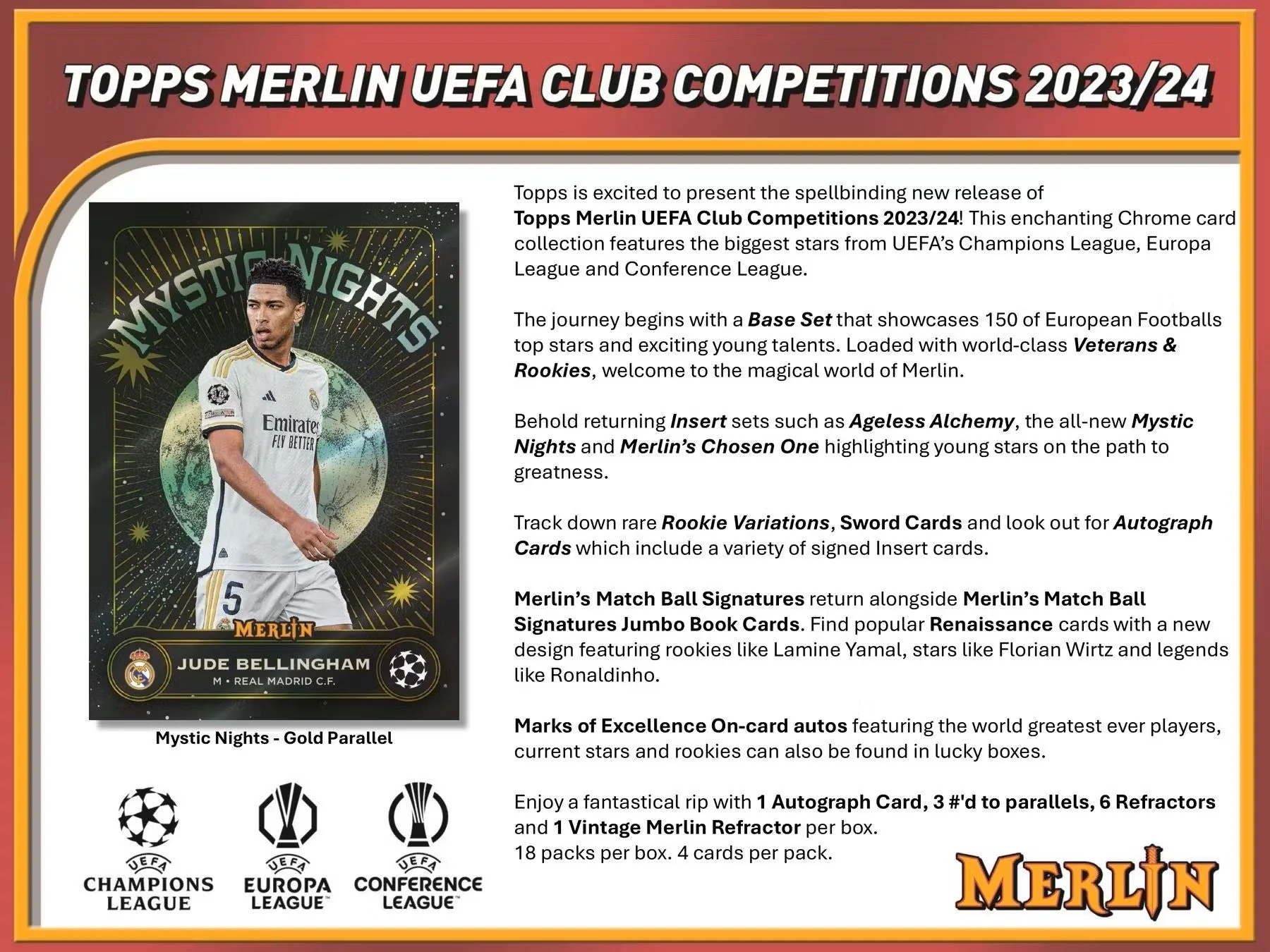2023-24 Topps Chrome Merlin UEFA Club Competitions Soccer Hobby Box - Image 3