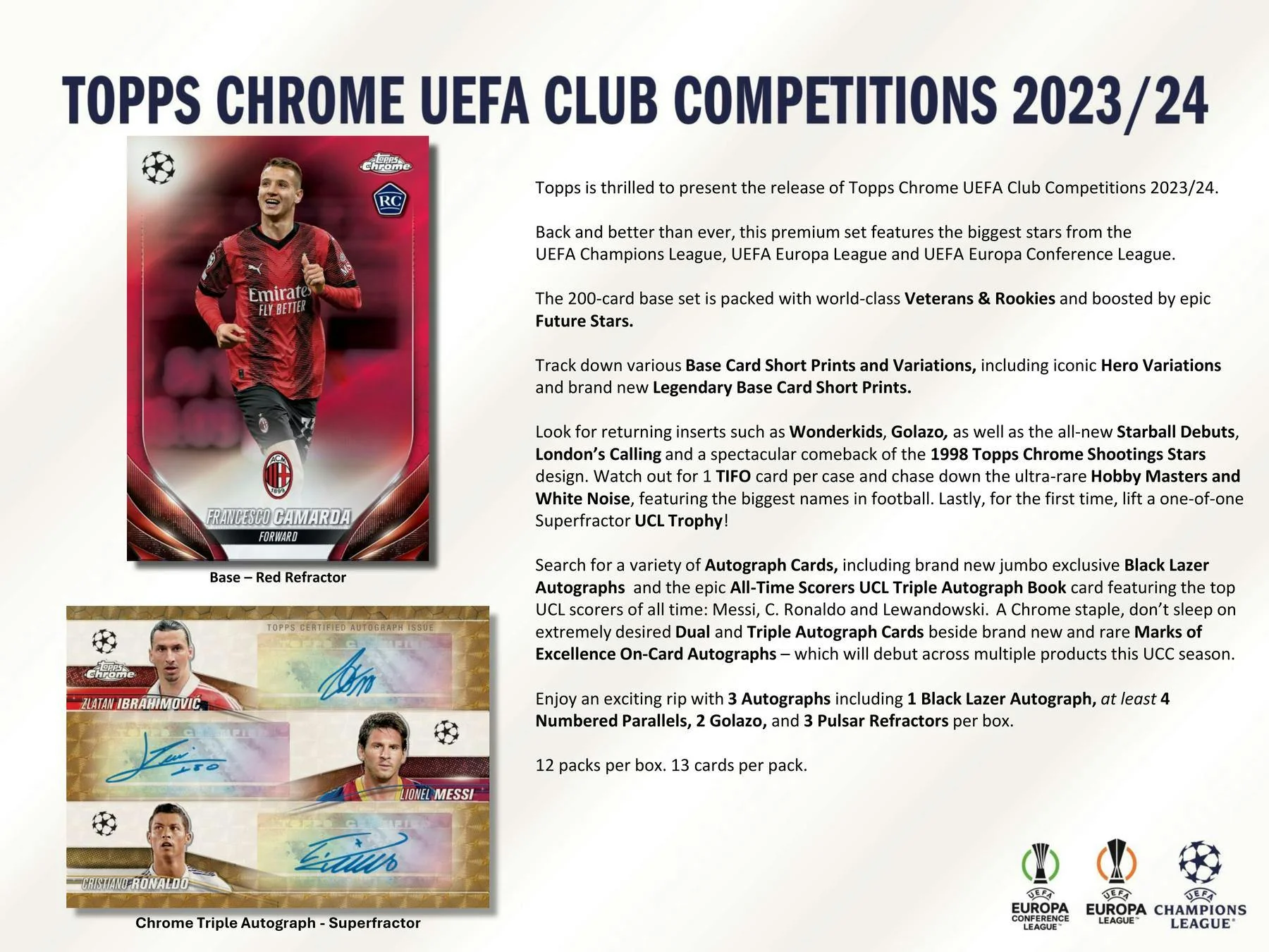 2023-24 Topps Chrome UEFA Club Competitions Soccer Hobby Jumbo Box - Image 3
