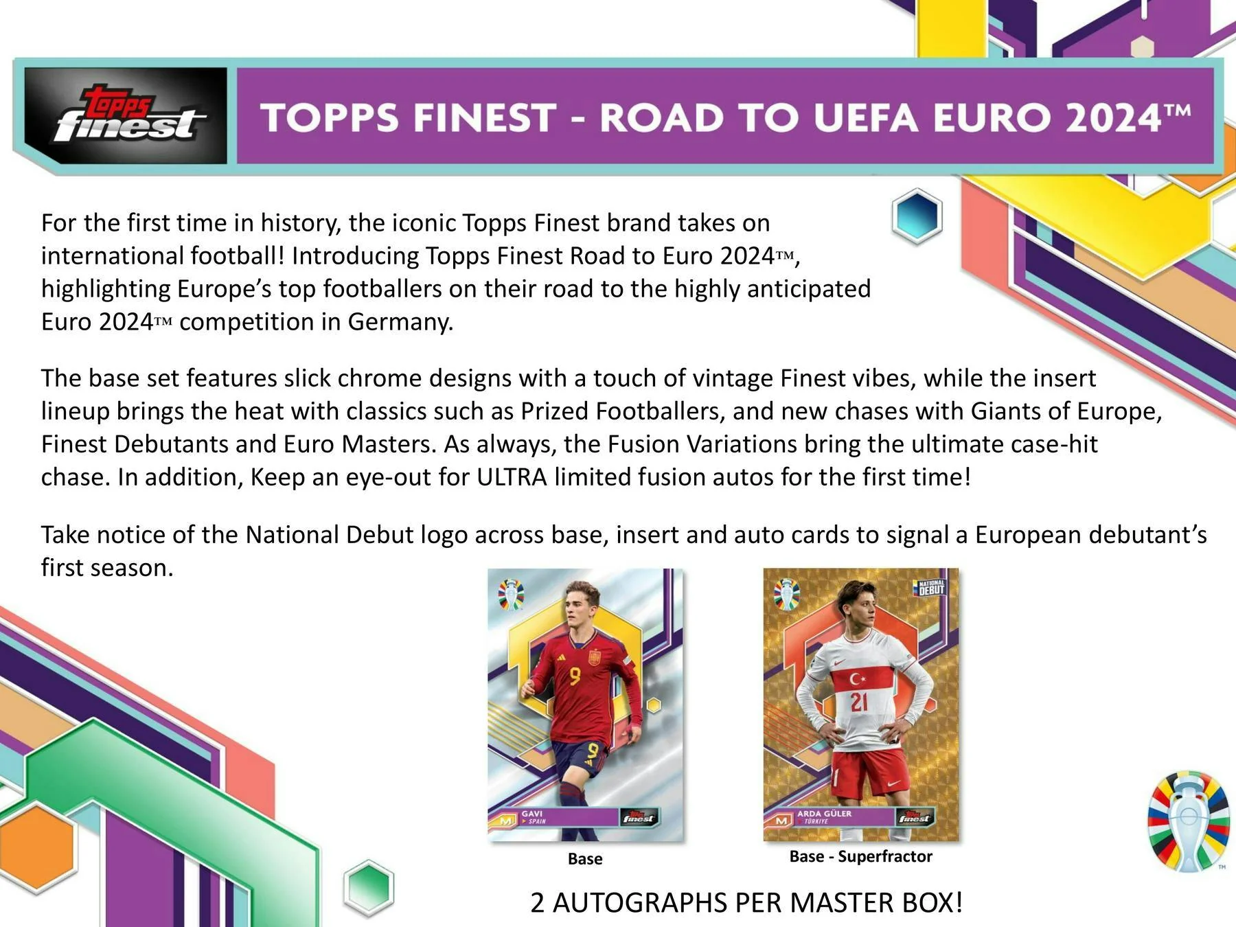 2023-24 Topps Finest Road to UEFA Euro Soccer Hobby Box - Image 3