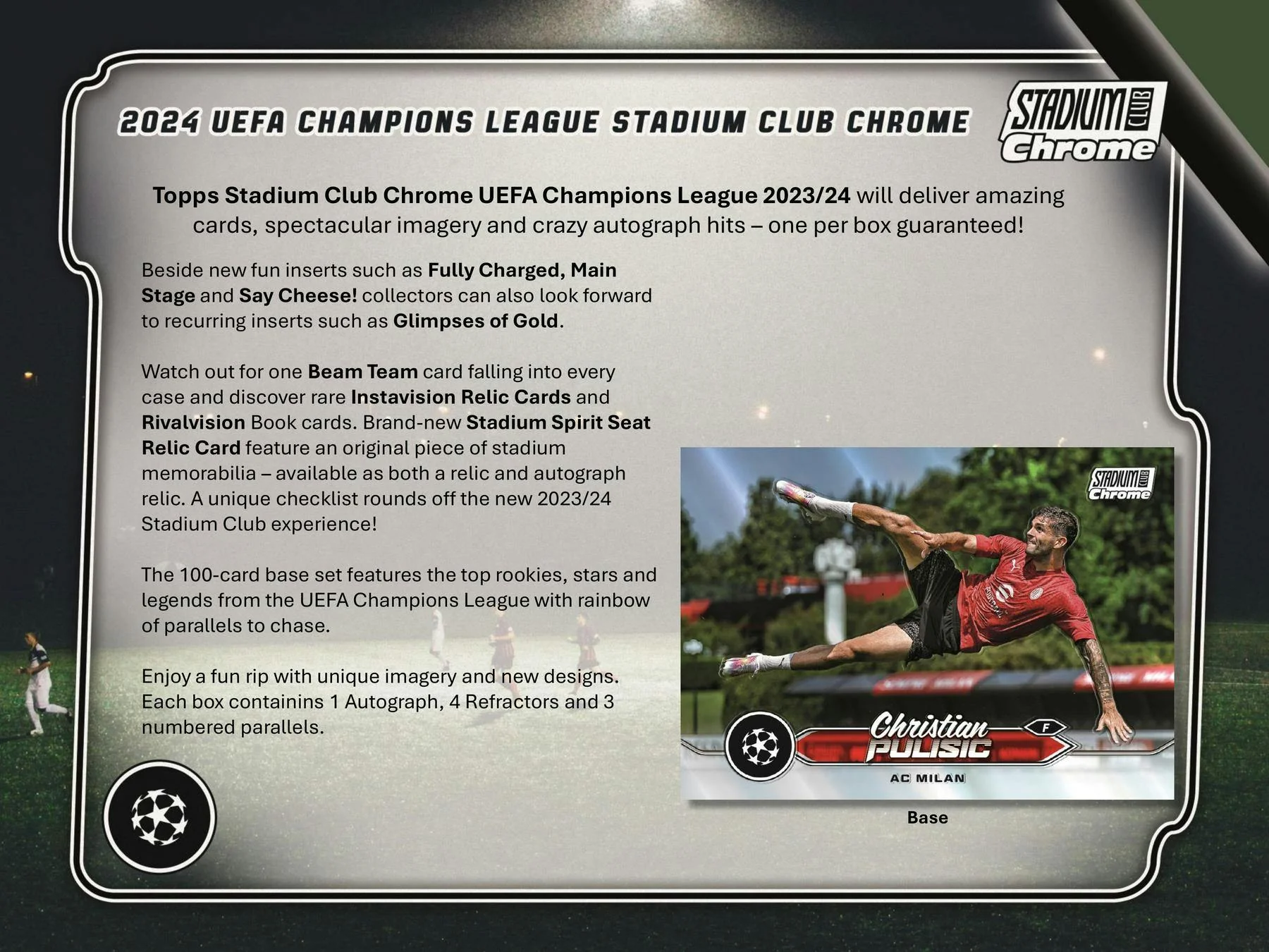 2023-24 Topps Stadium Club Chrome UEFA Club Competitions Soccer Hobby Box - Image 3