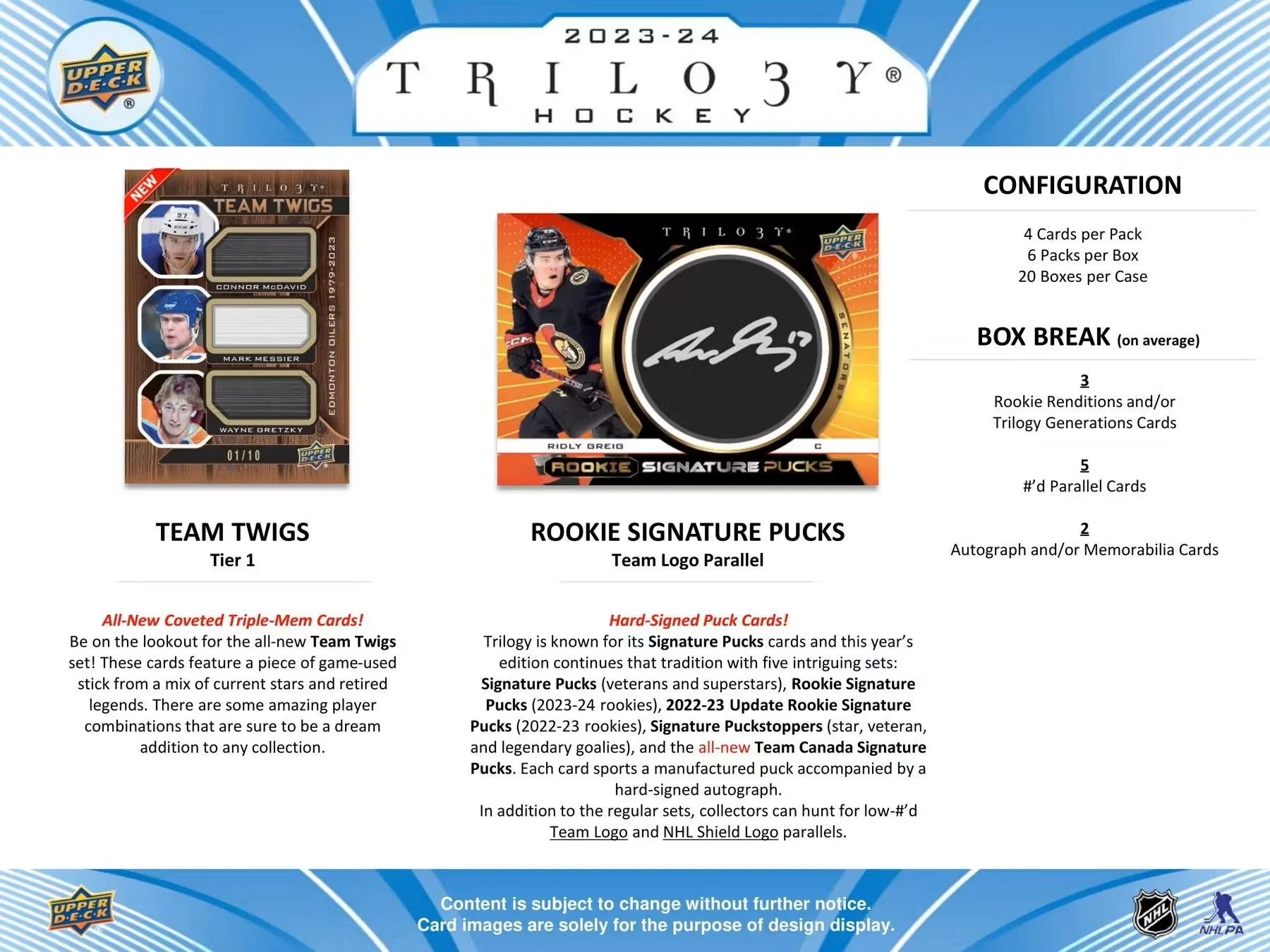 2023-24 Upper Deck Trilogy Hockey Hobby Box - Image 7