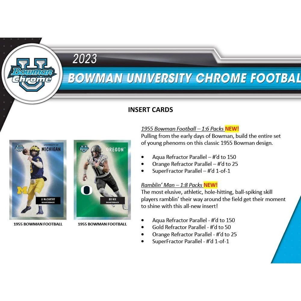 2023 Bowman University Chrome Football Blaster Box - Image 2