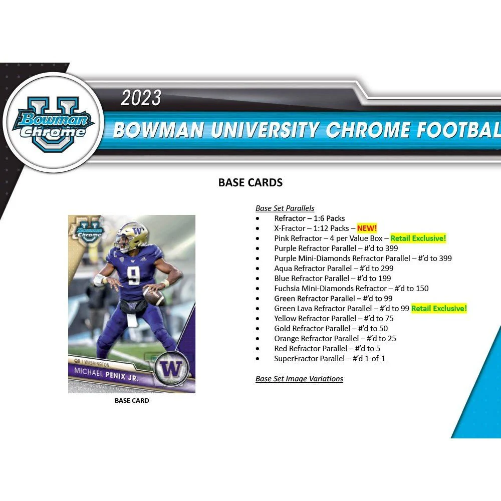 2023 Bowman University Chrome Football Blaster Box - Image 3