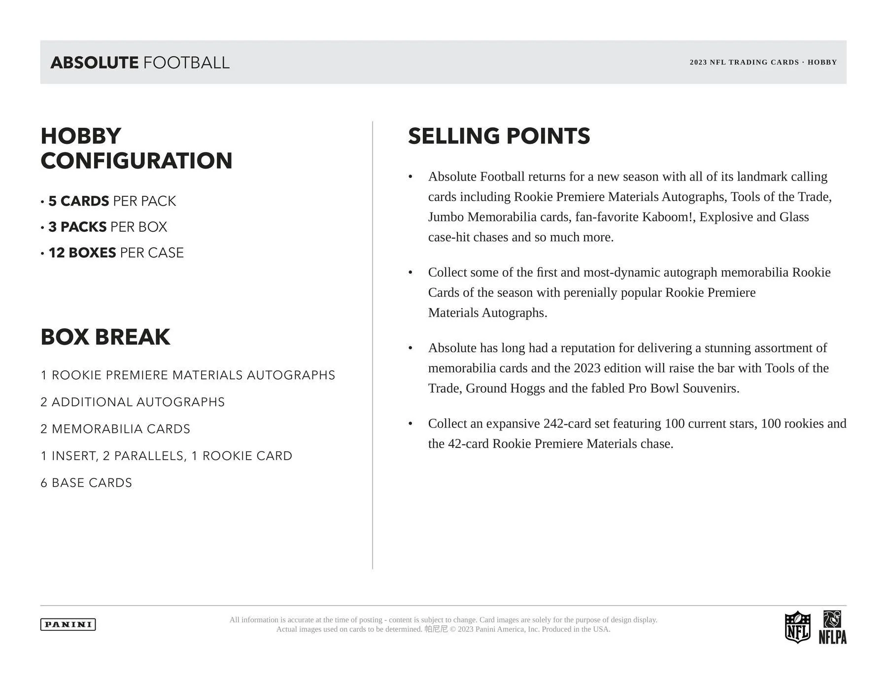 2023 Panini Absolute Football Hobby Box - Image 7