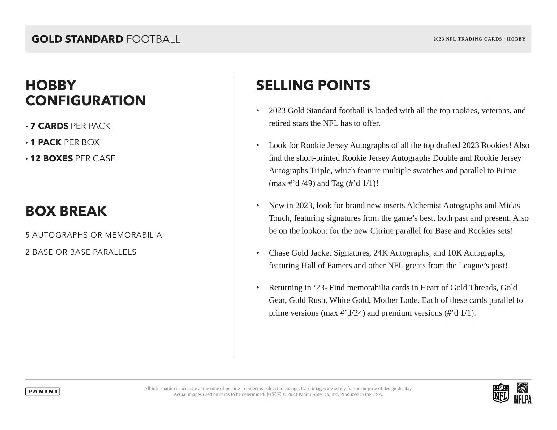 2023 Panini Gold Standard Football Hobby Box - Image 7