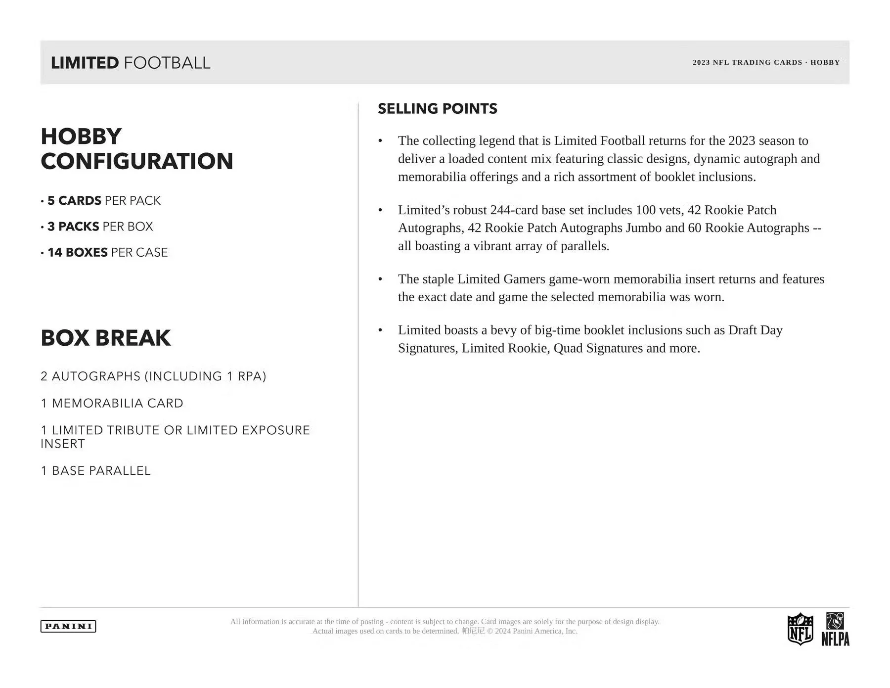 2023 Panini Limited Football Hobby Box - Image 7