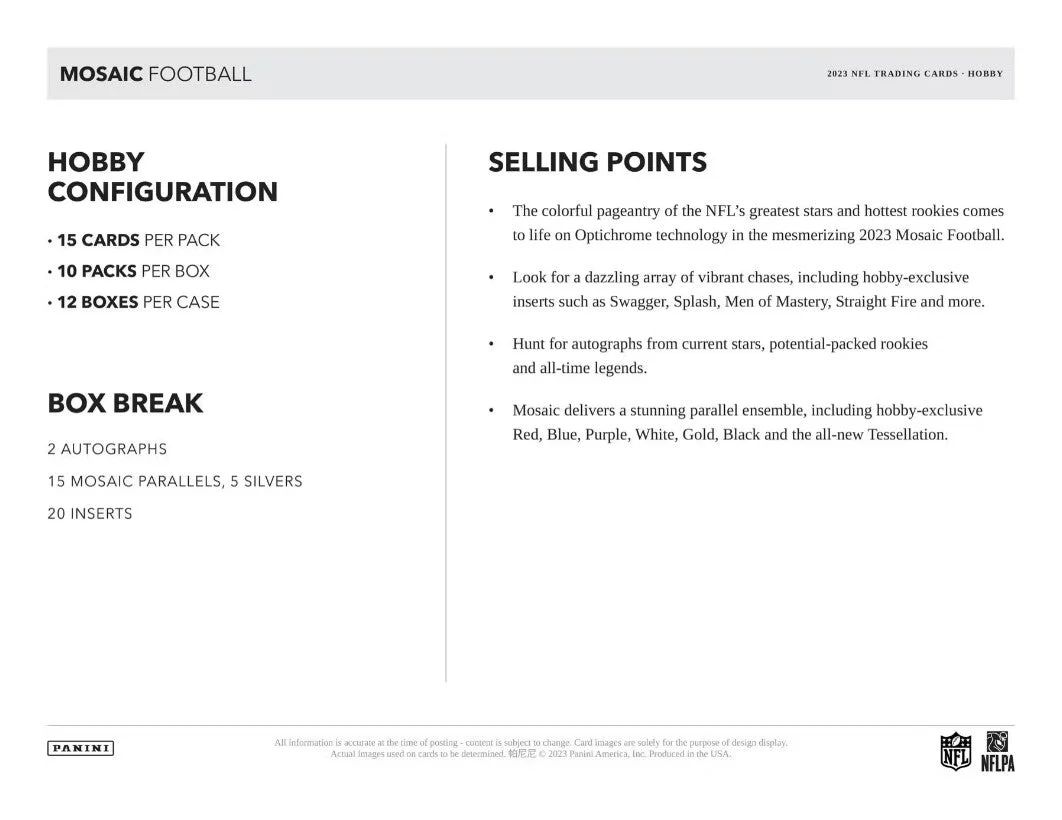 2023 Panini Mosaic Football Hobby Box - Image 6