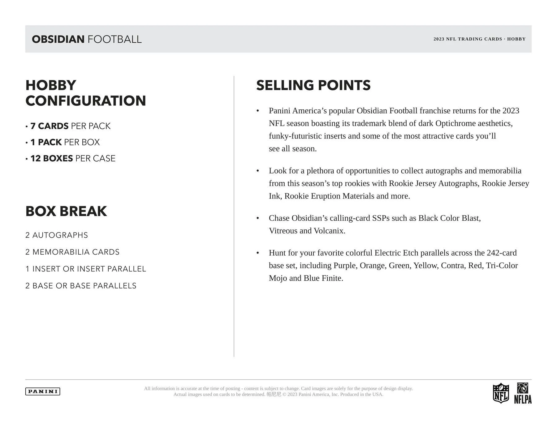 2023 Panini Obsidian Football Hobby Box - Image 7