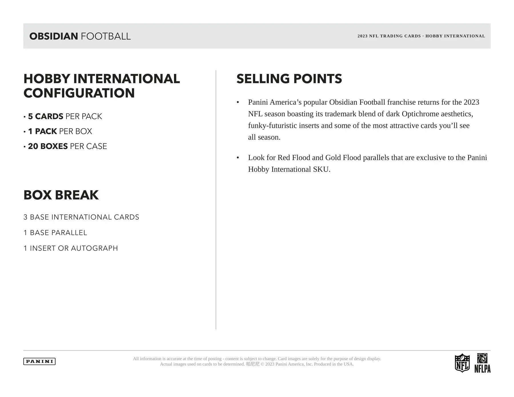 2023 Panini Obsidian Football International Hobby Box - Image 6