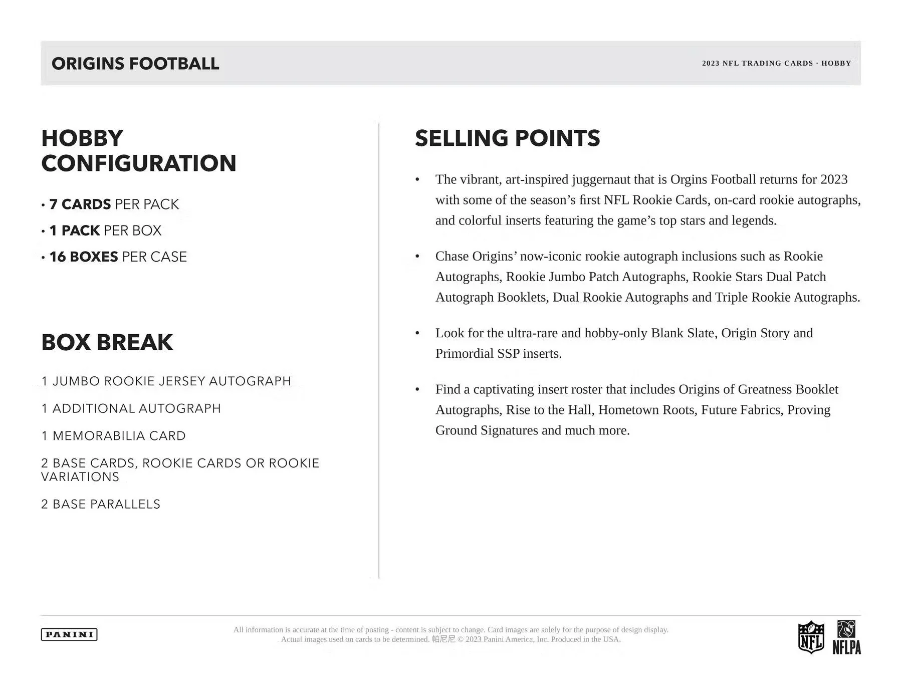 2023 Panini Origins Football Hobby Box - Image 7