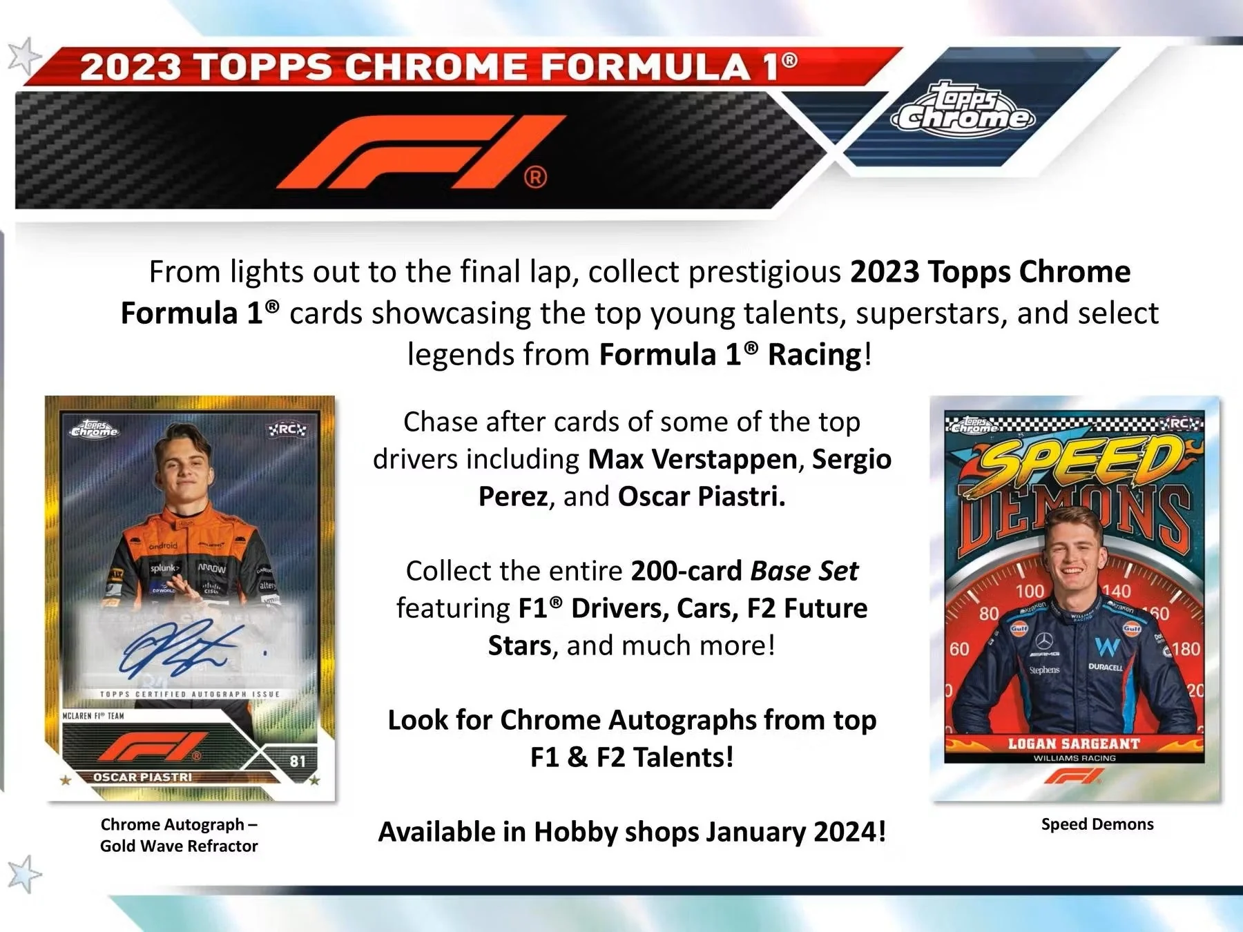 2023 Topps Chrome F1 Formula 1 Racing Hobby Box - Image 3